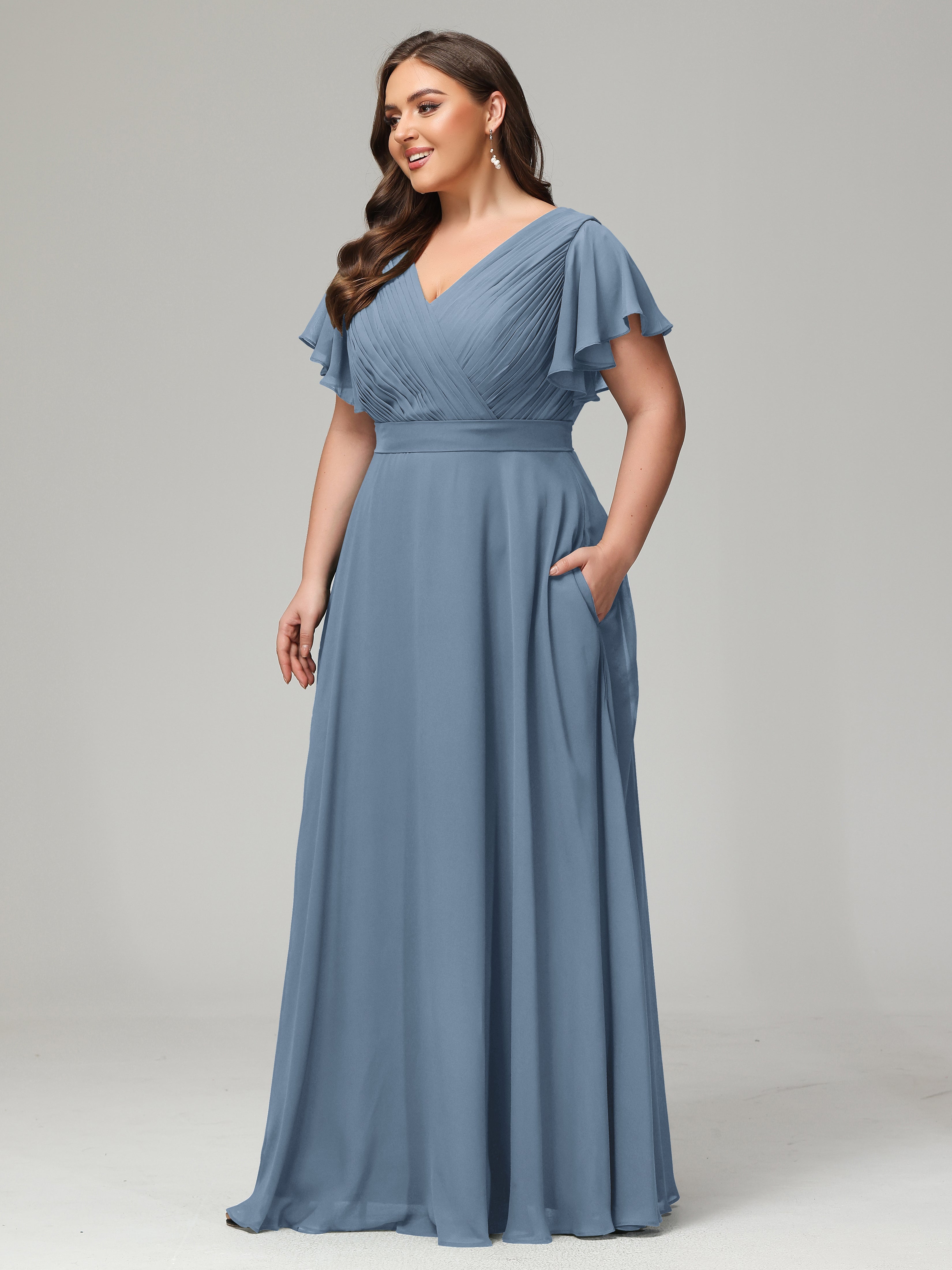 Elegant Plus Size Long Bridesmaid Dresses with Sleeves