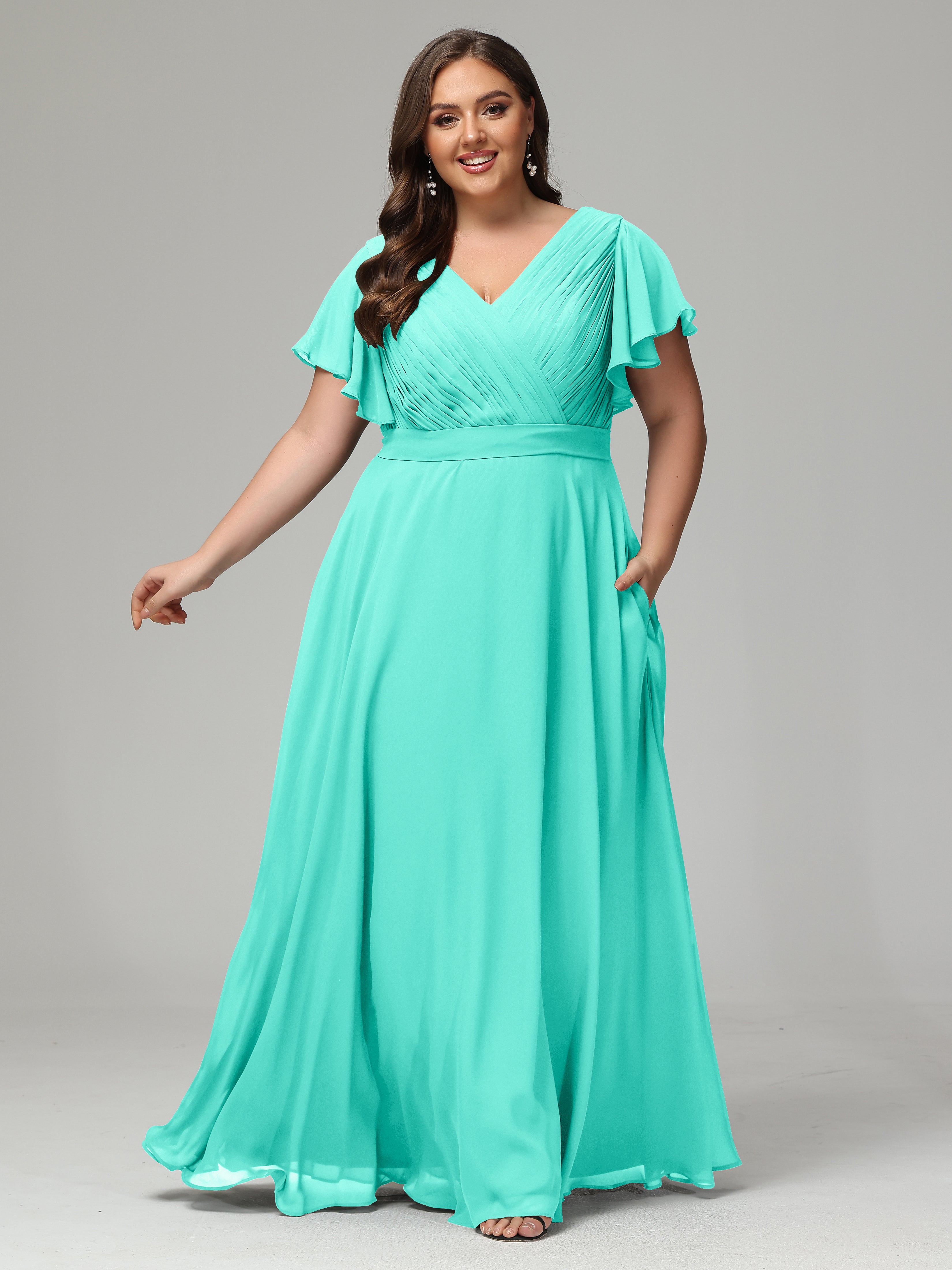 Elegant Plus Size Long Bridesmaid Dresses with Sleeves