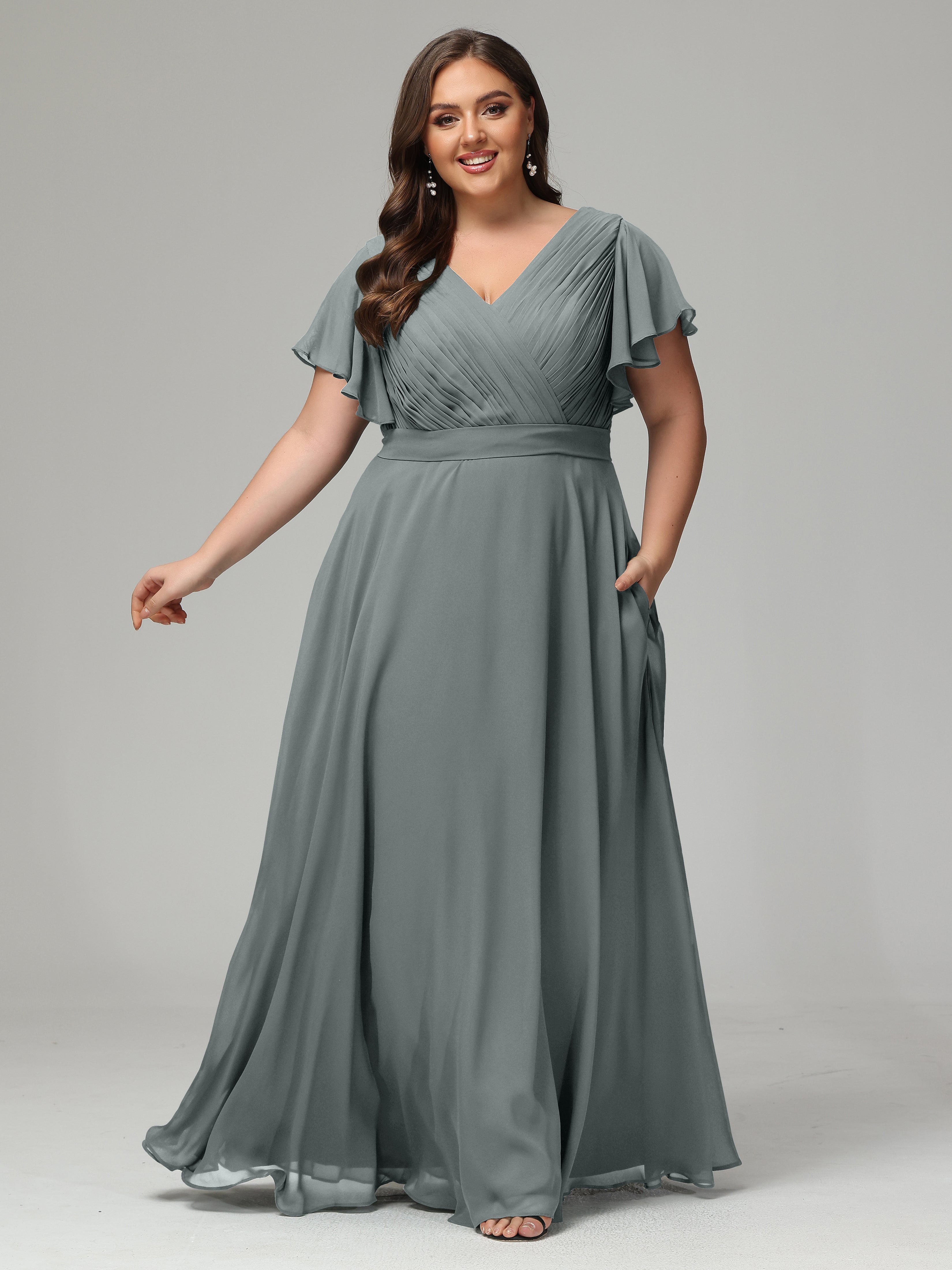 Elegant Plus Size Long Bridesmaid Dresses with Sleeves
