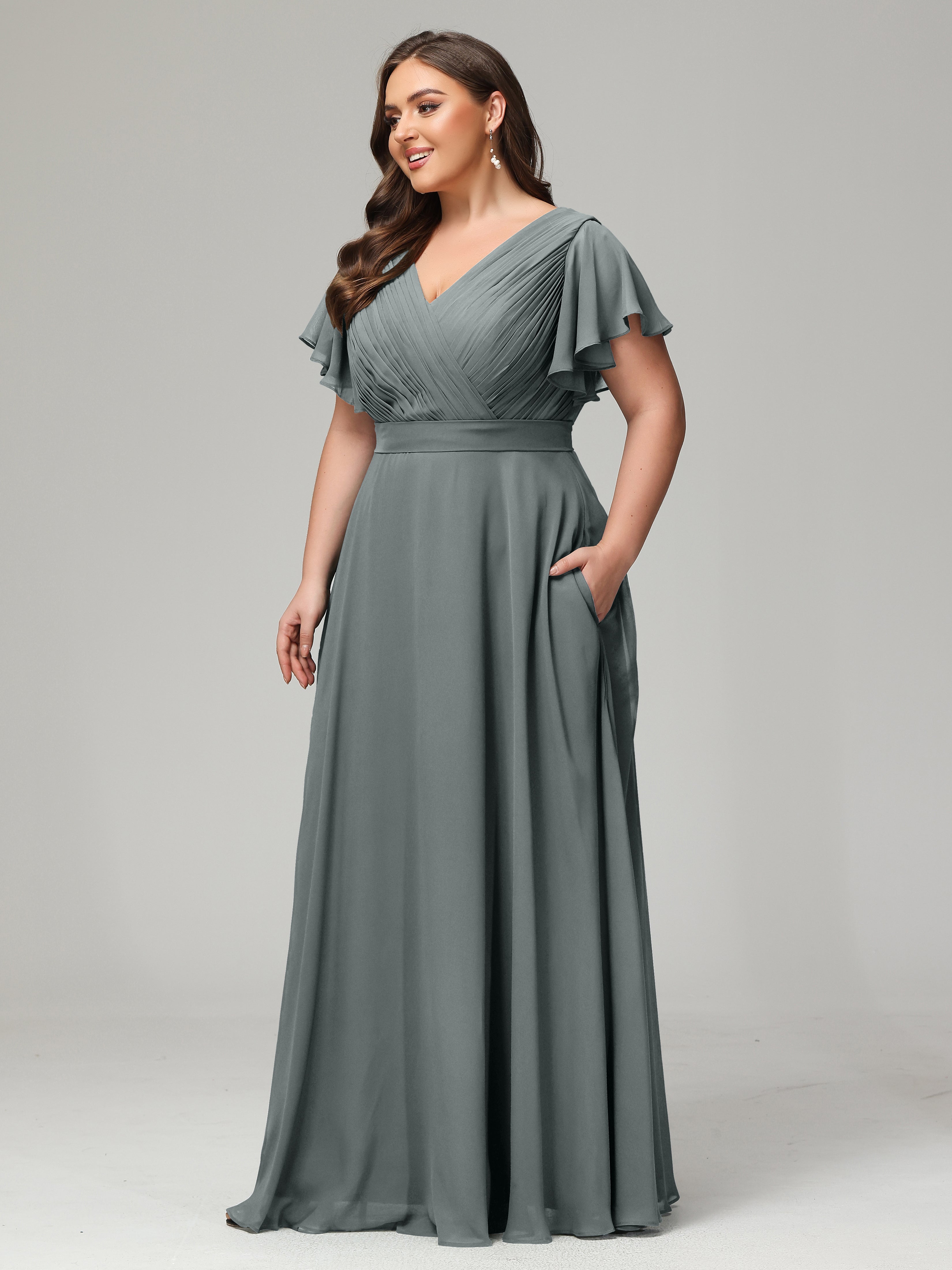 Elegant Plus Size Long Bridesmaid Dresses with Sleeves
