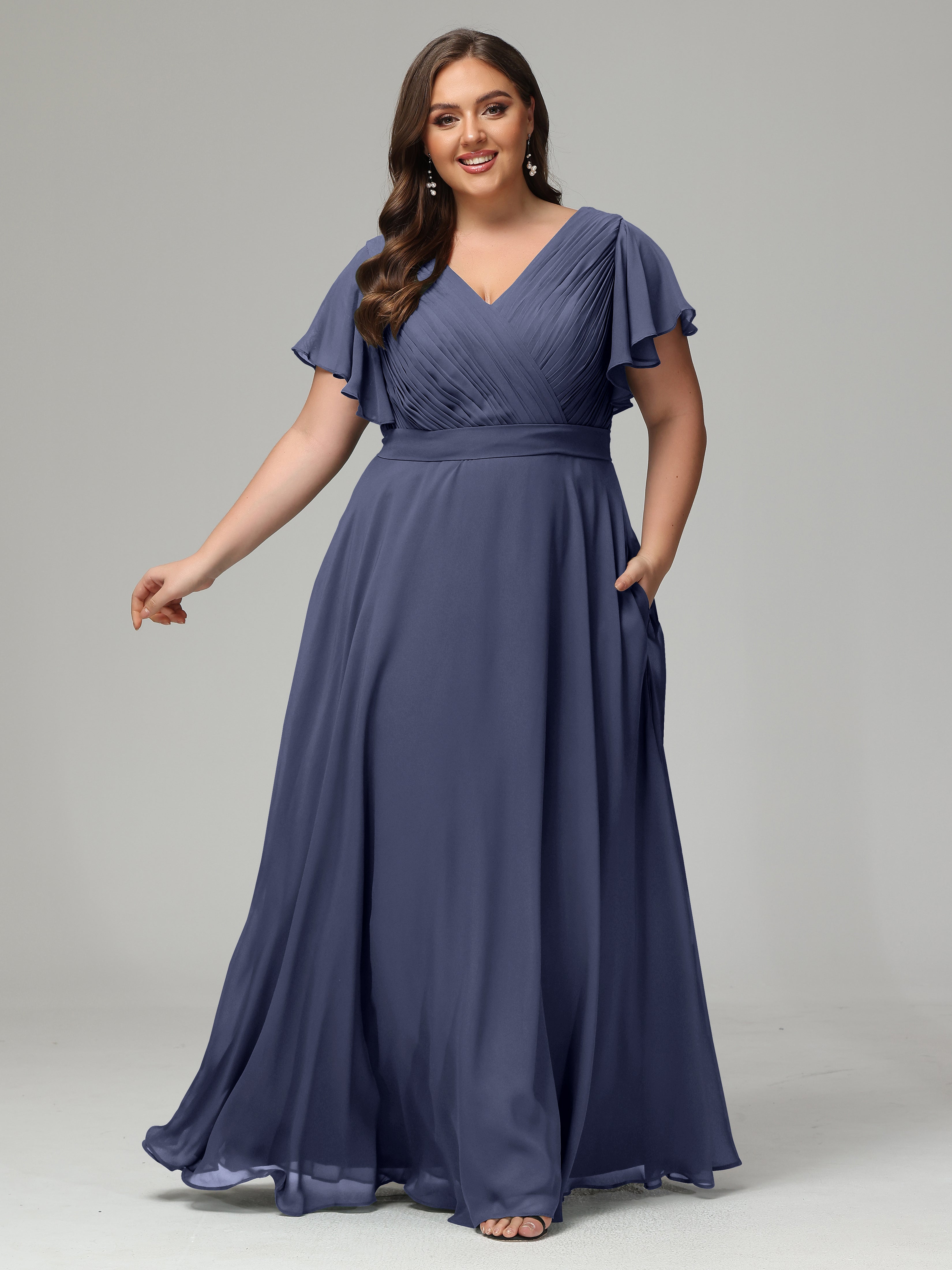 Elegant Plus Size Long Bridesmaid Dresses with Sleeves