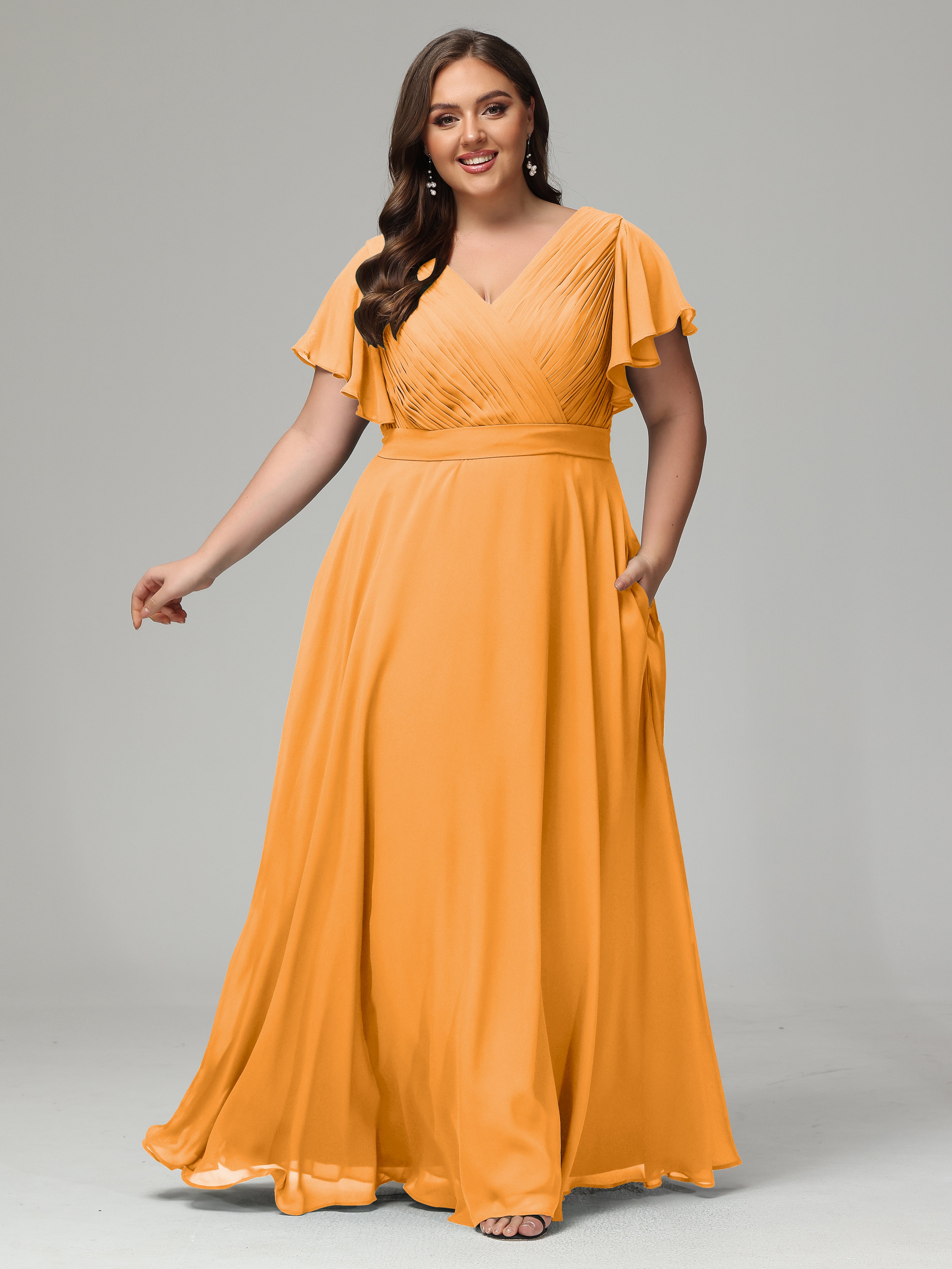 Elegant Plus Size Long Bridesmaid Dresses with Sleeves