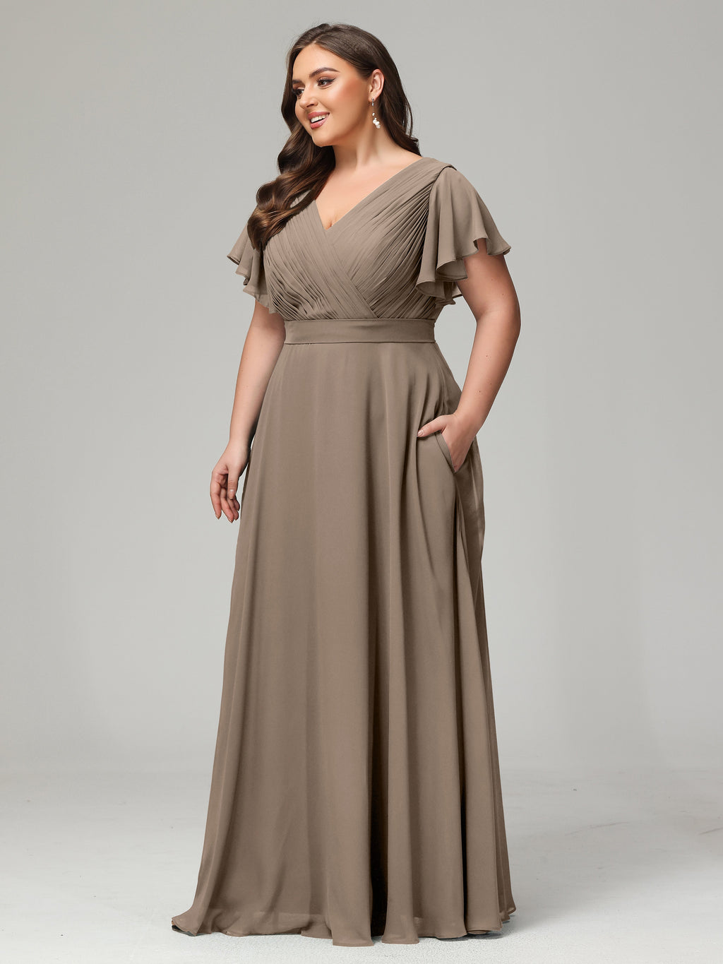 Elegant Plus Size Long Bridesmaid Dresses with Sleeves