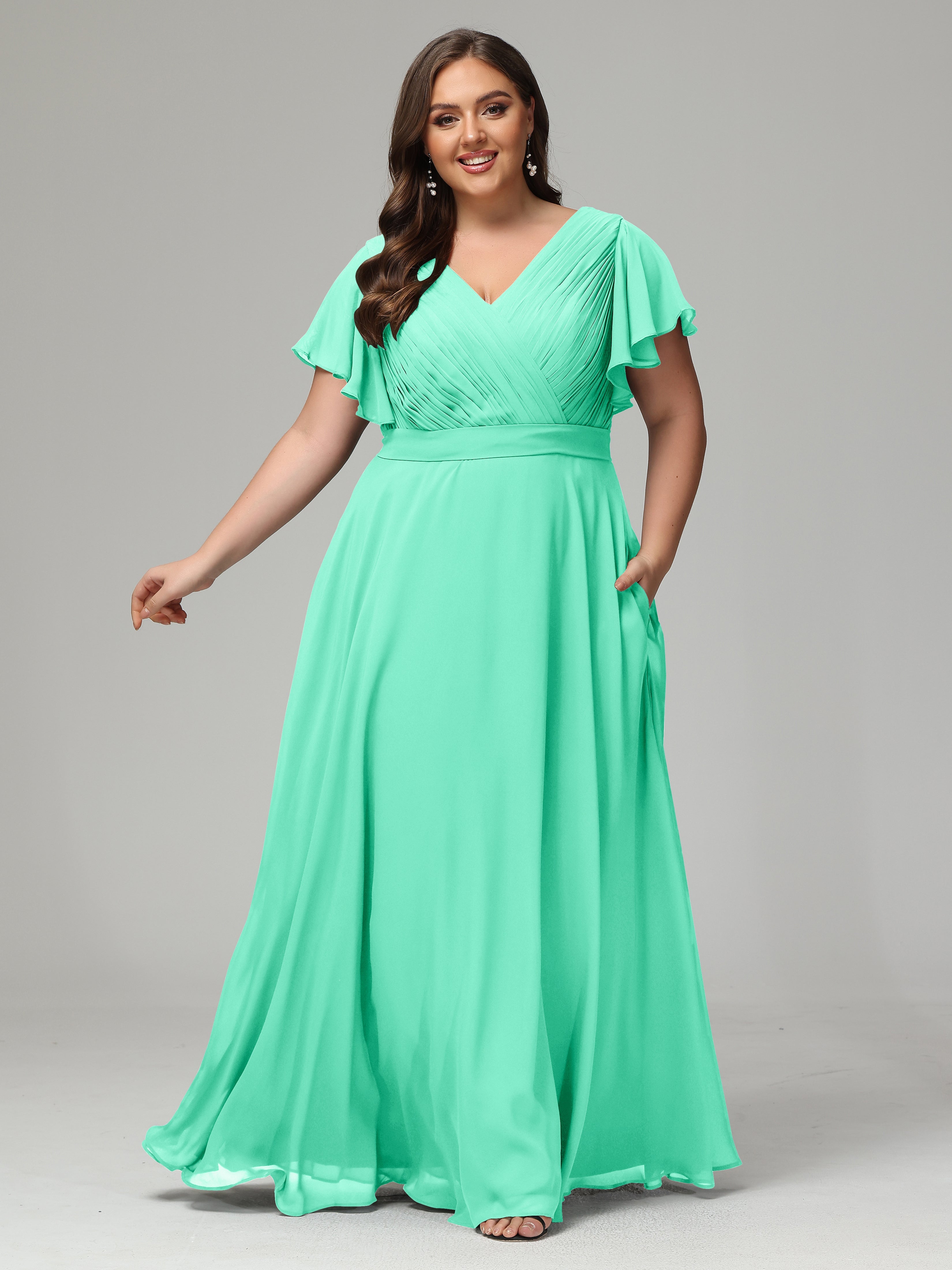Elegant Plus Size Long Bridesmaid Dresses with Sleeves