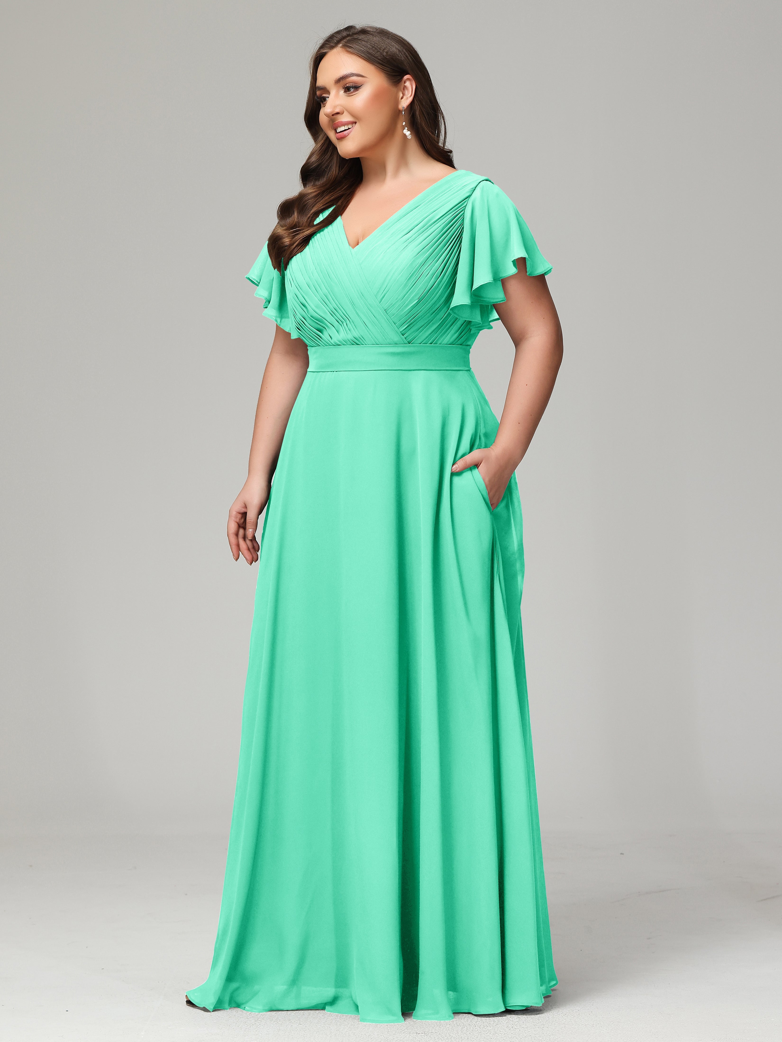 Elegant Plus Size Long Bridesmaid Dresses with Sleeves