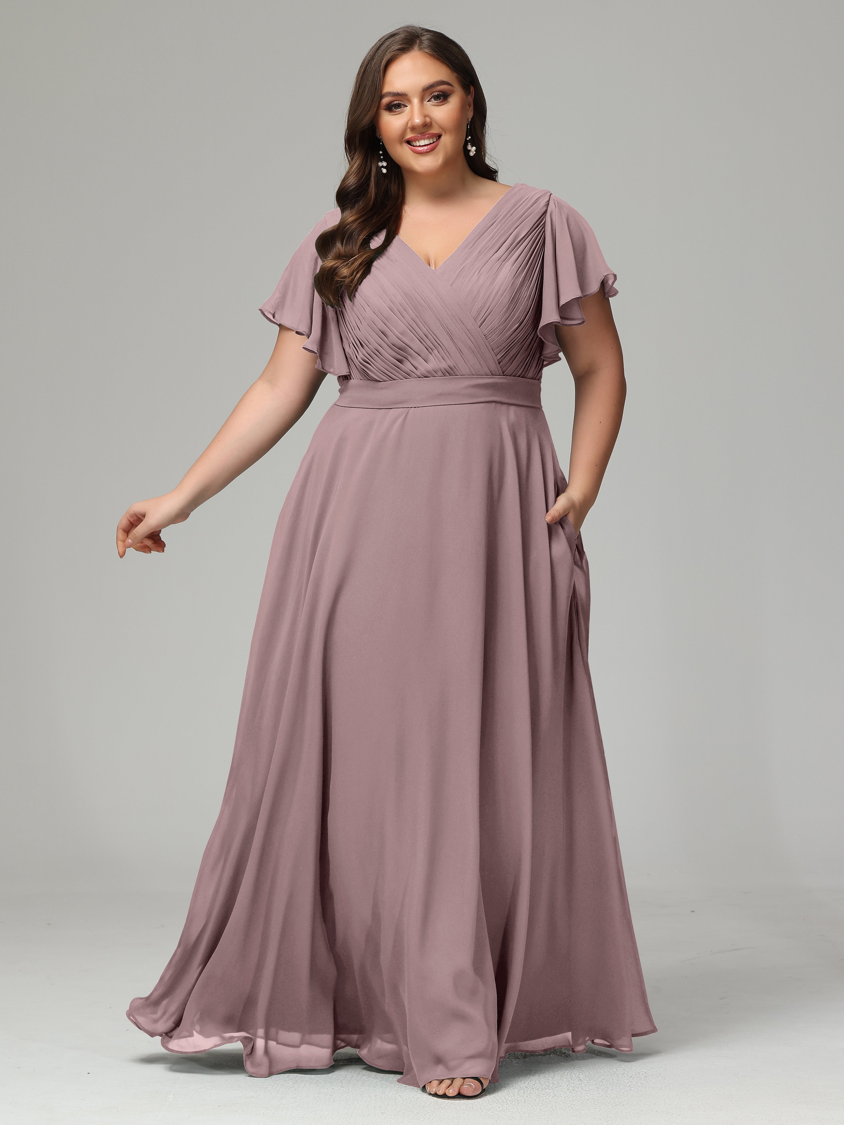 Elegant Plus Size Long Bridesmaid Dresses with Sleeves