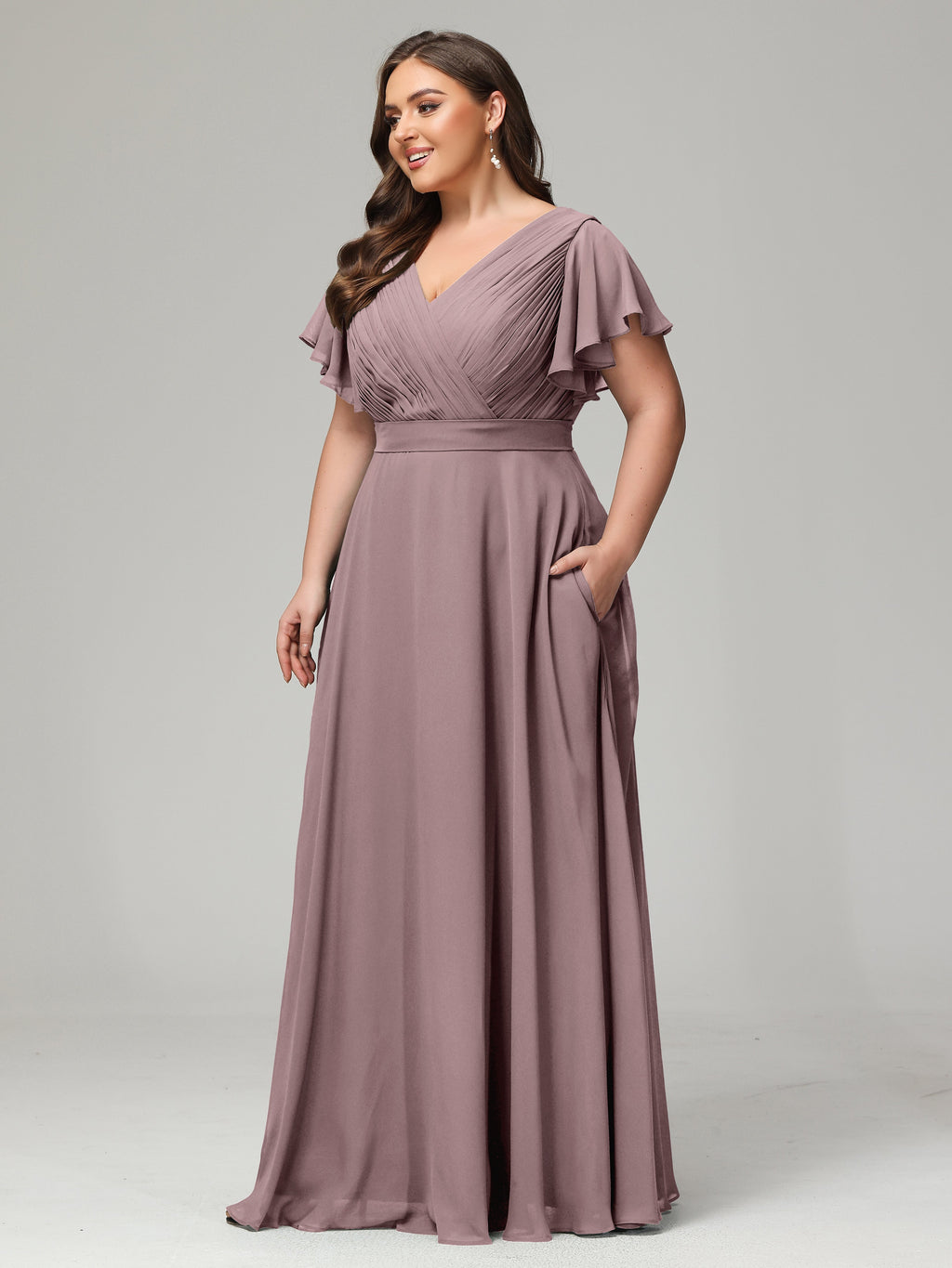 Elegant Plus Size Long Bridesmaid Dresses with Sleeves