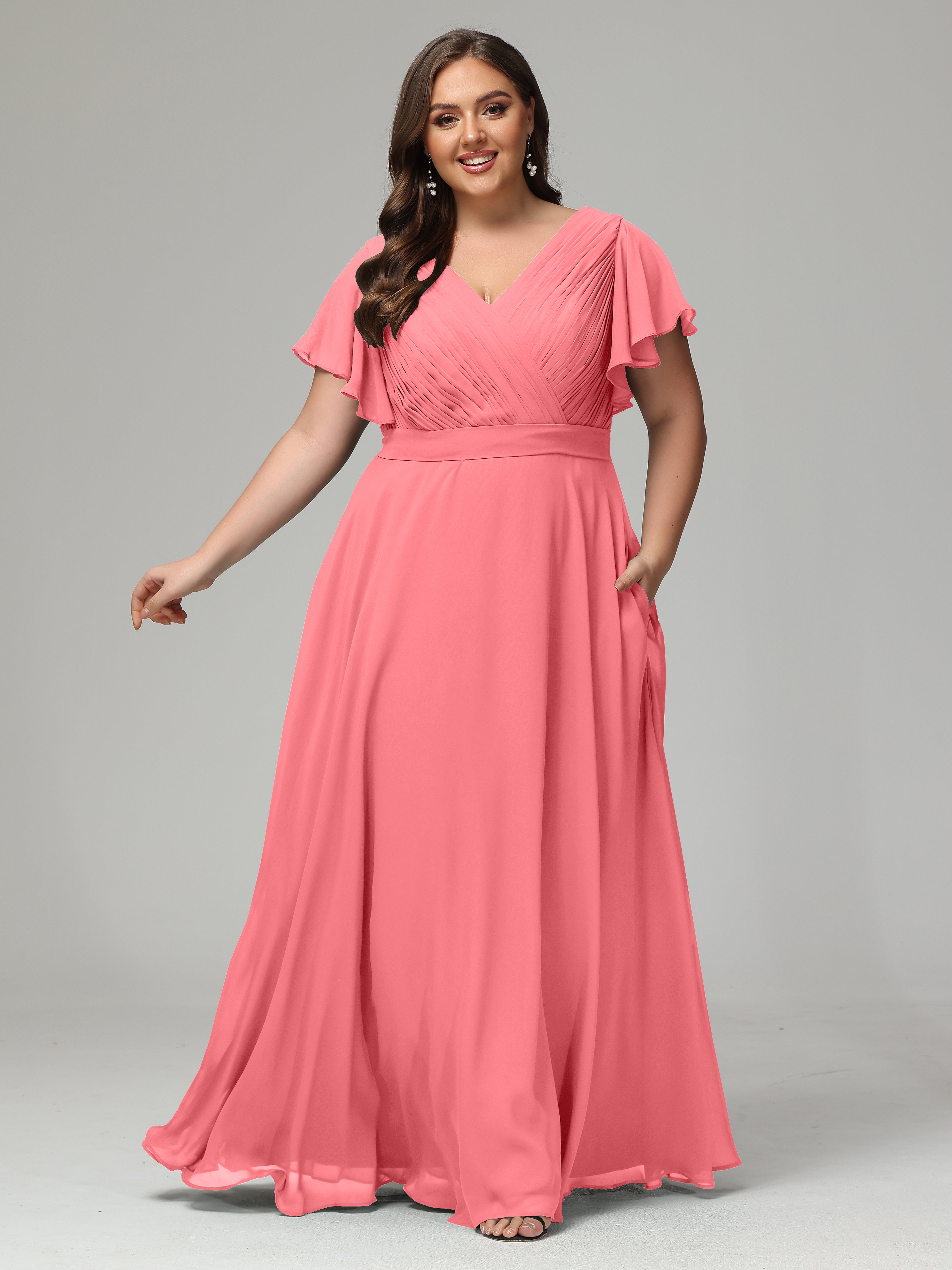 Elegant Plus Size Long Bridesmaid Dresses with Sleeves