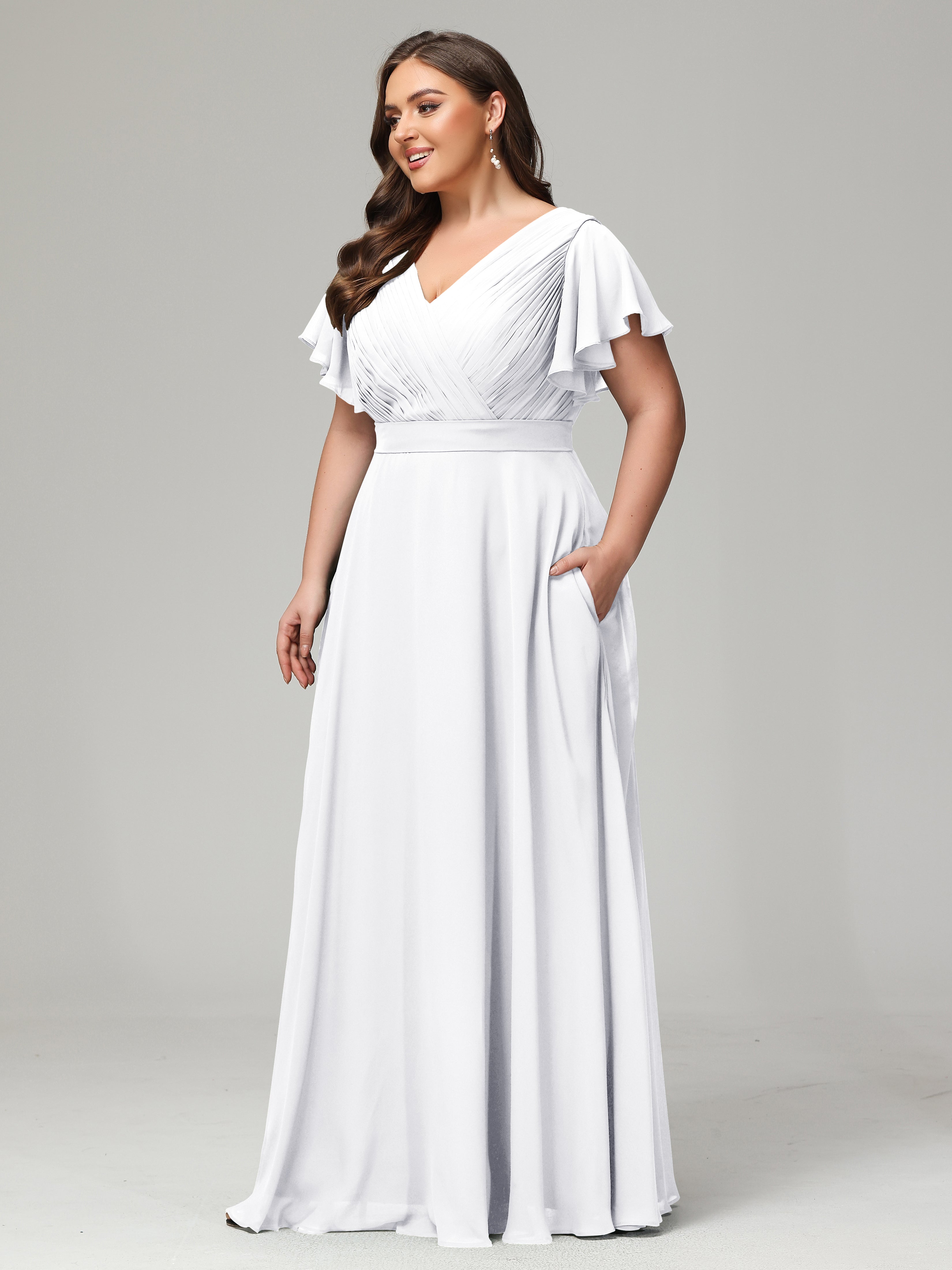 Elegant Plus Size Long Bridesmaid Dresses with Sleeves