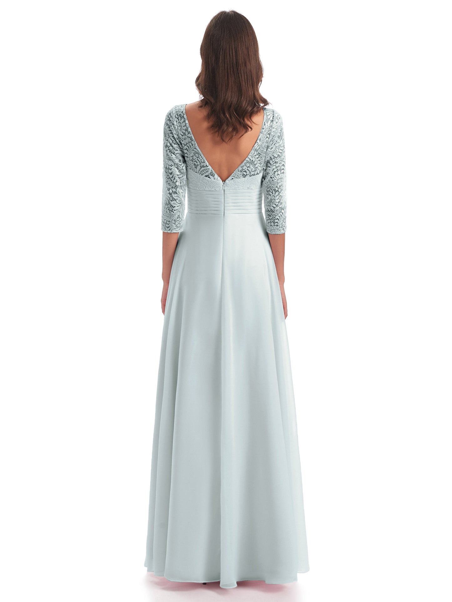 Florence V-Neck 3/4 Length Sleeves Lace Bridesmaid Dresses