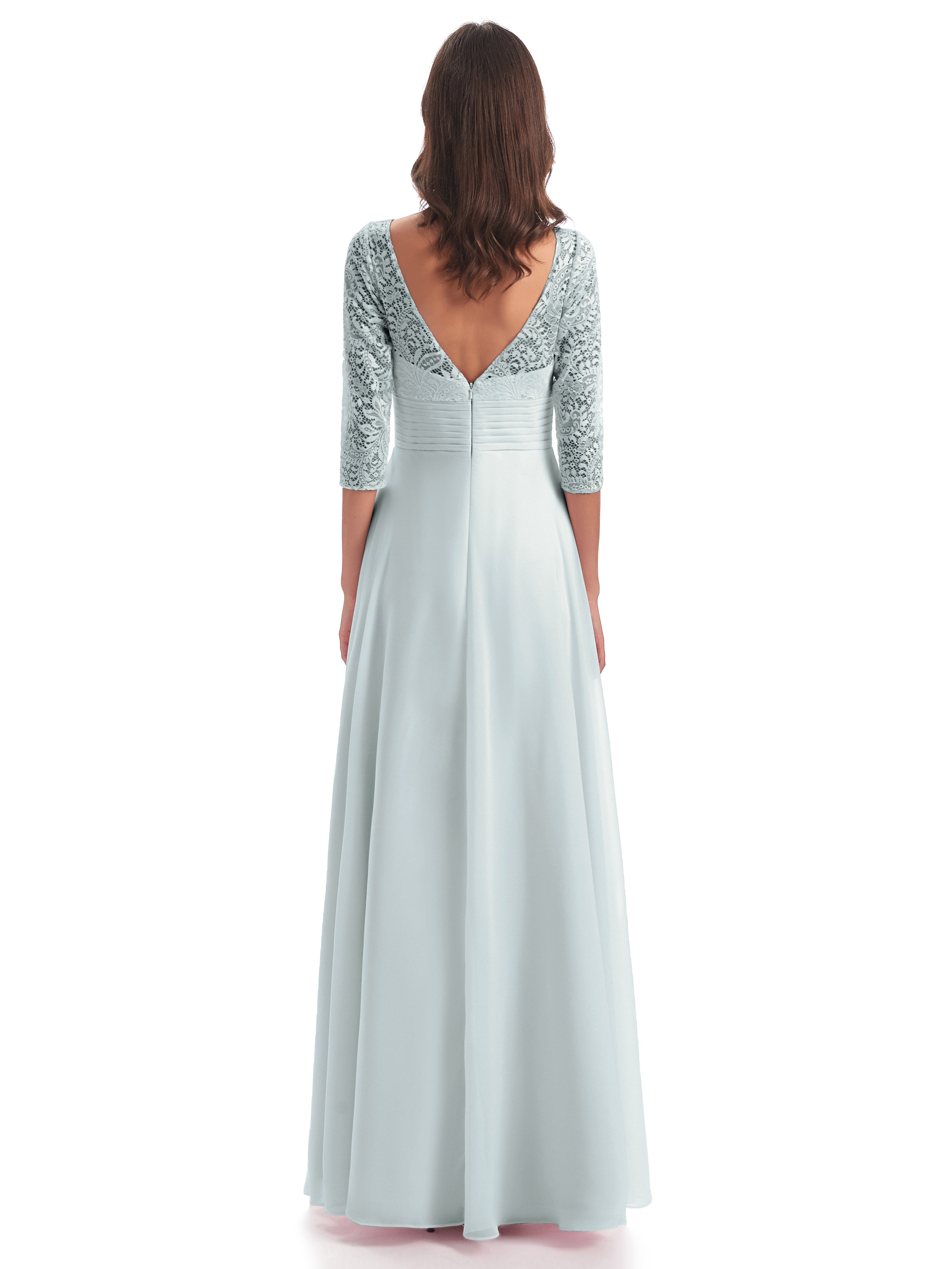 Florence V-Neck 3/4 Length Sleeves Lace Bridesmaid Dresses