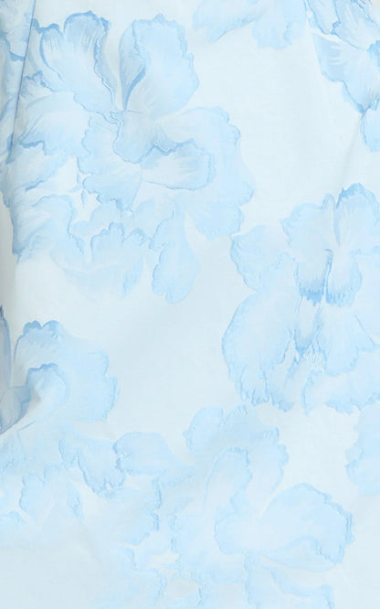 Gabbie Mini Dress Jacquard Halter Fit And Flare Dress in Blue