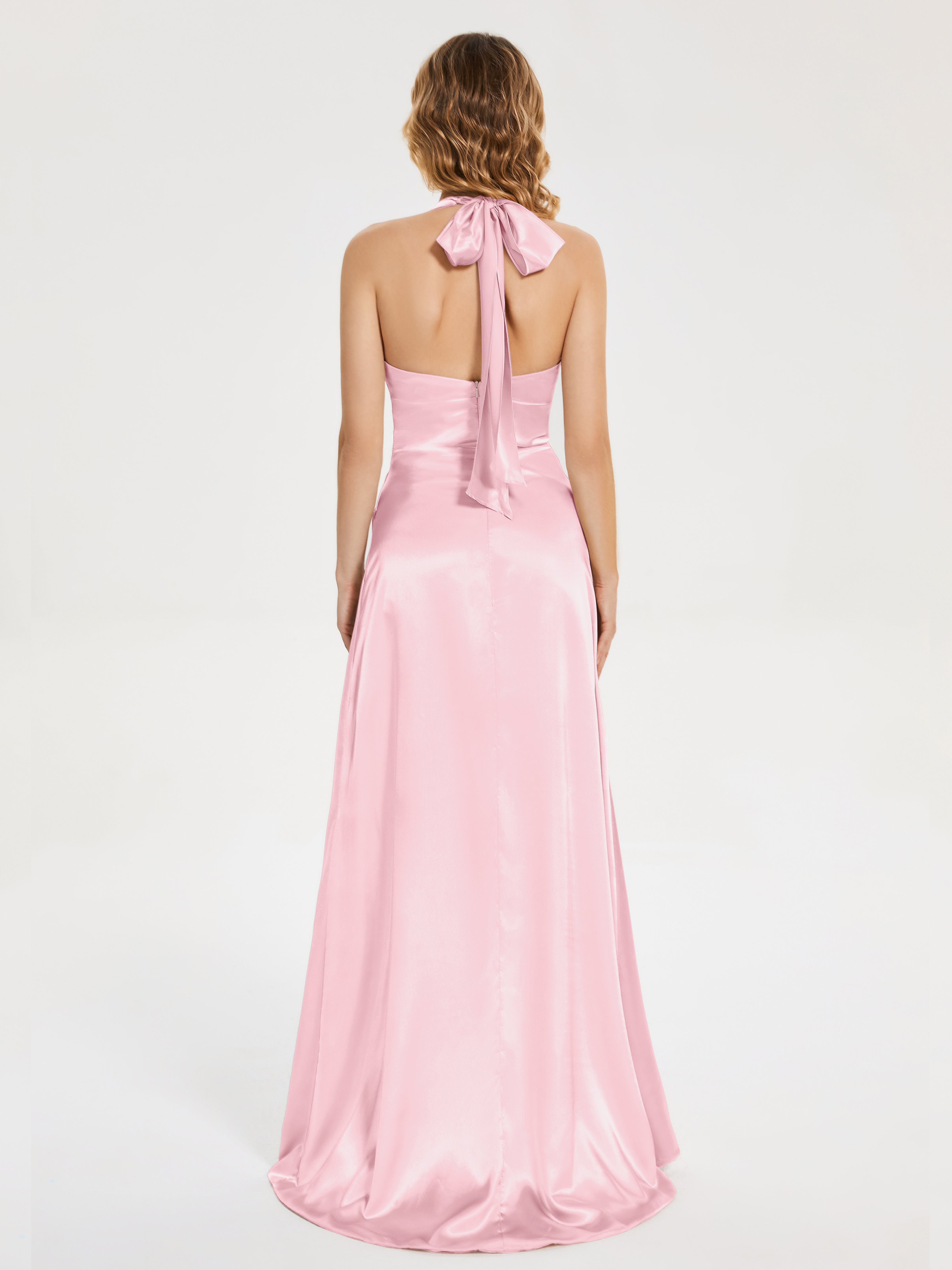 Mariana Halter Backless Soft Satin Bridesmaid Dress