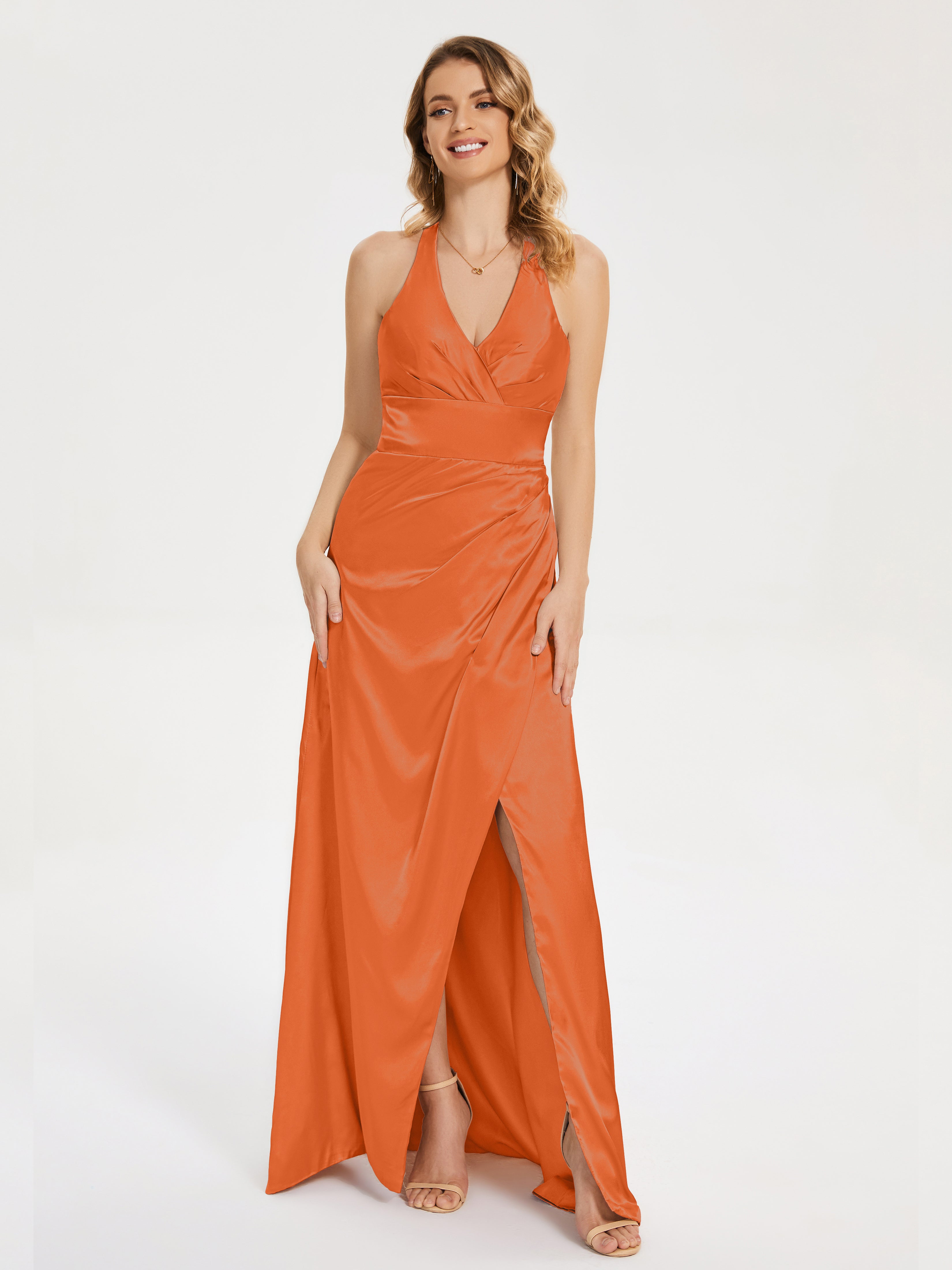 Mariana Halter Backless Soft Satin Bridesmaid Dress
