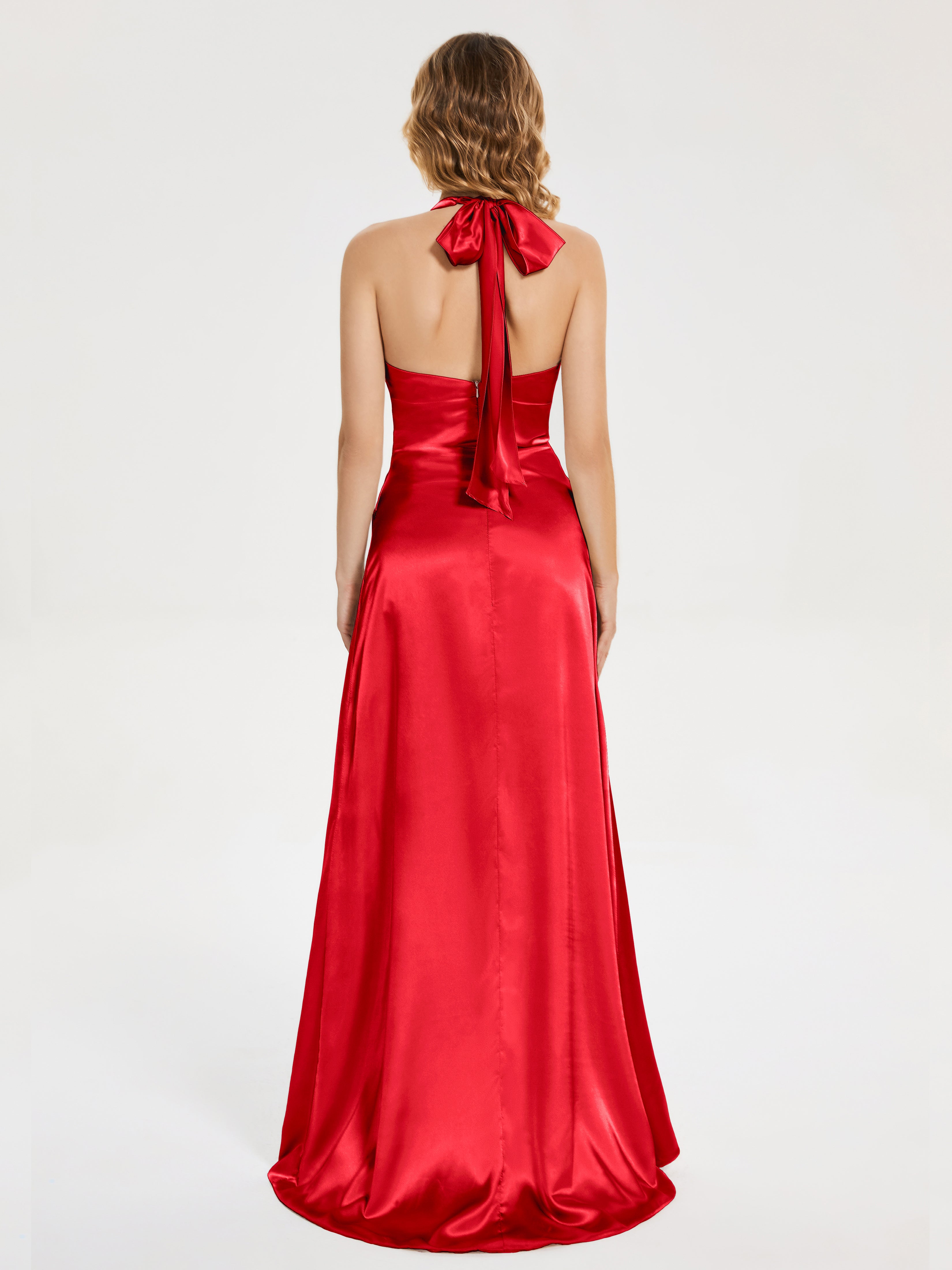 Mariana Halter Backless Soft Satin Bridesmaid Dress