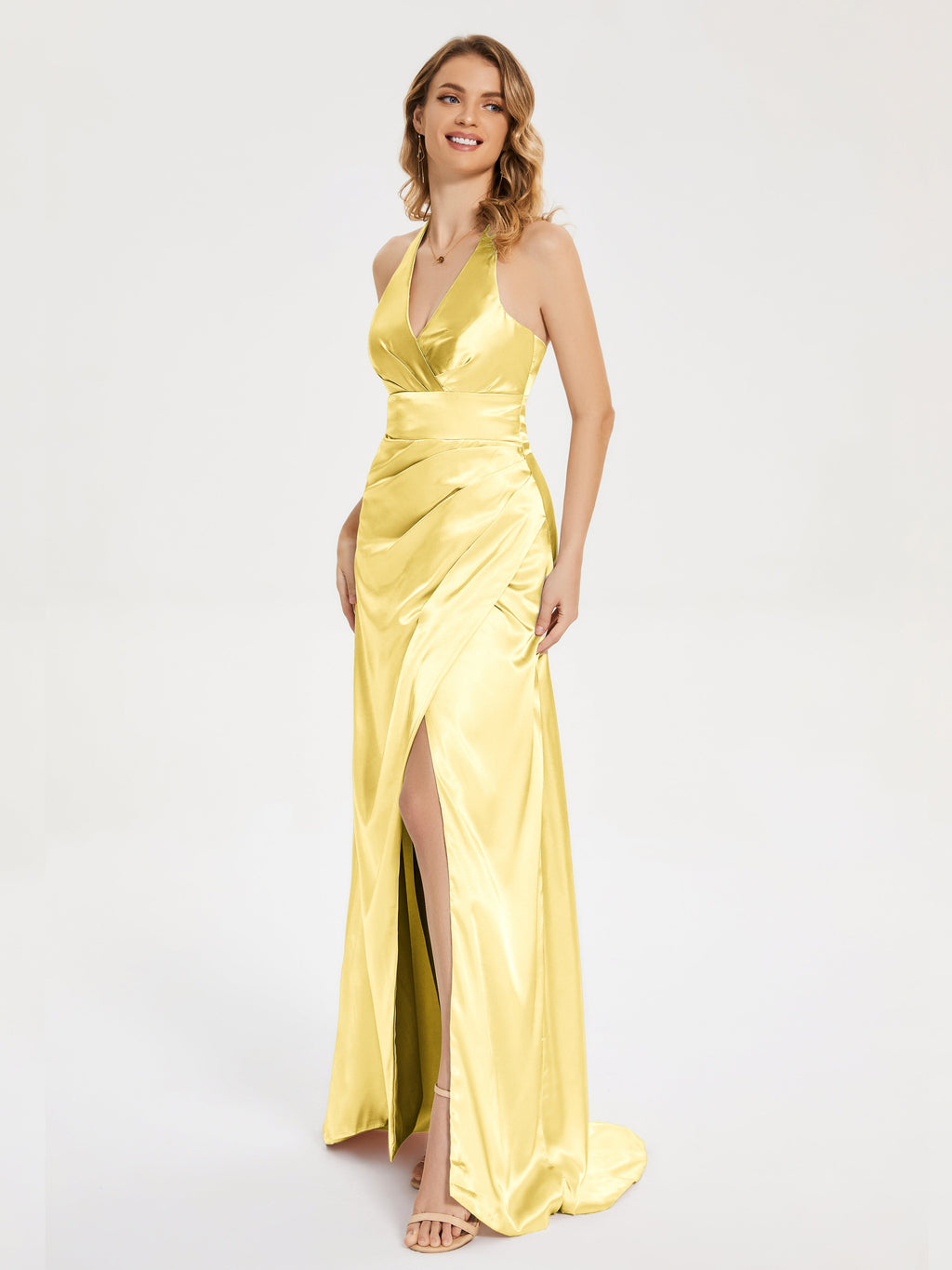 Mariana Halter Backless Soft Satin Bridesmaid Dress