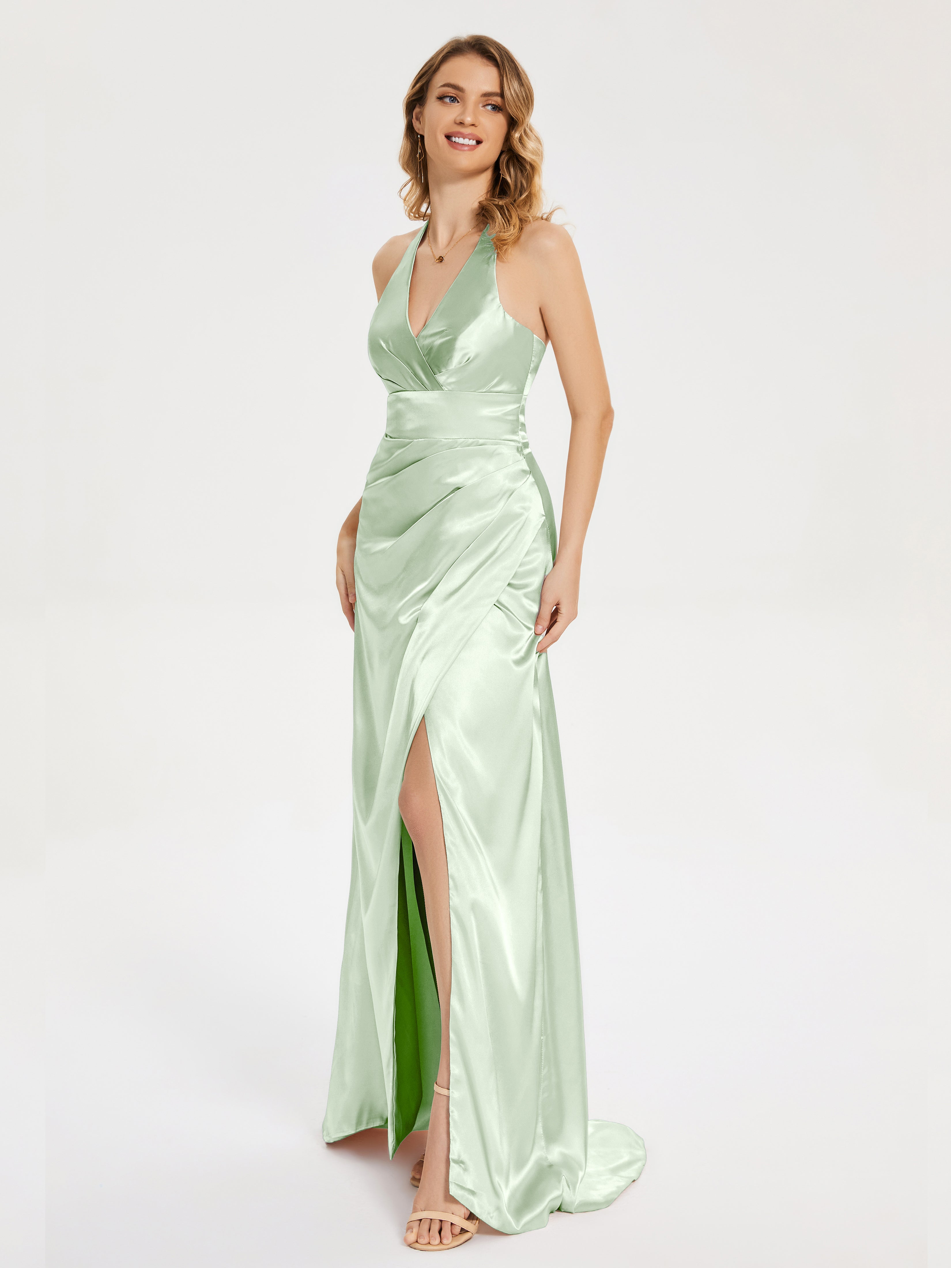 Mariana Halter Backless Soft Satin Bridesmaid Dress