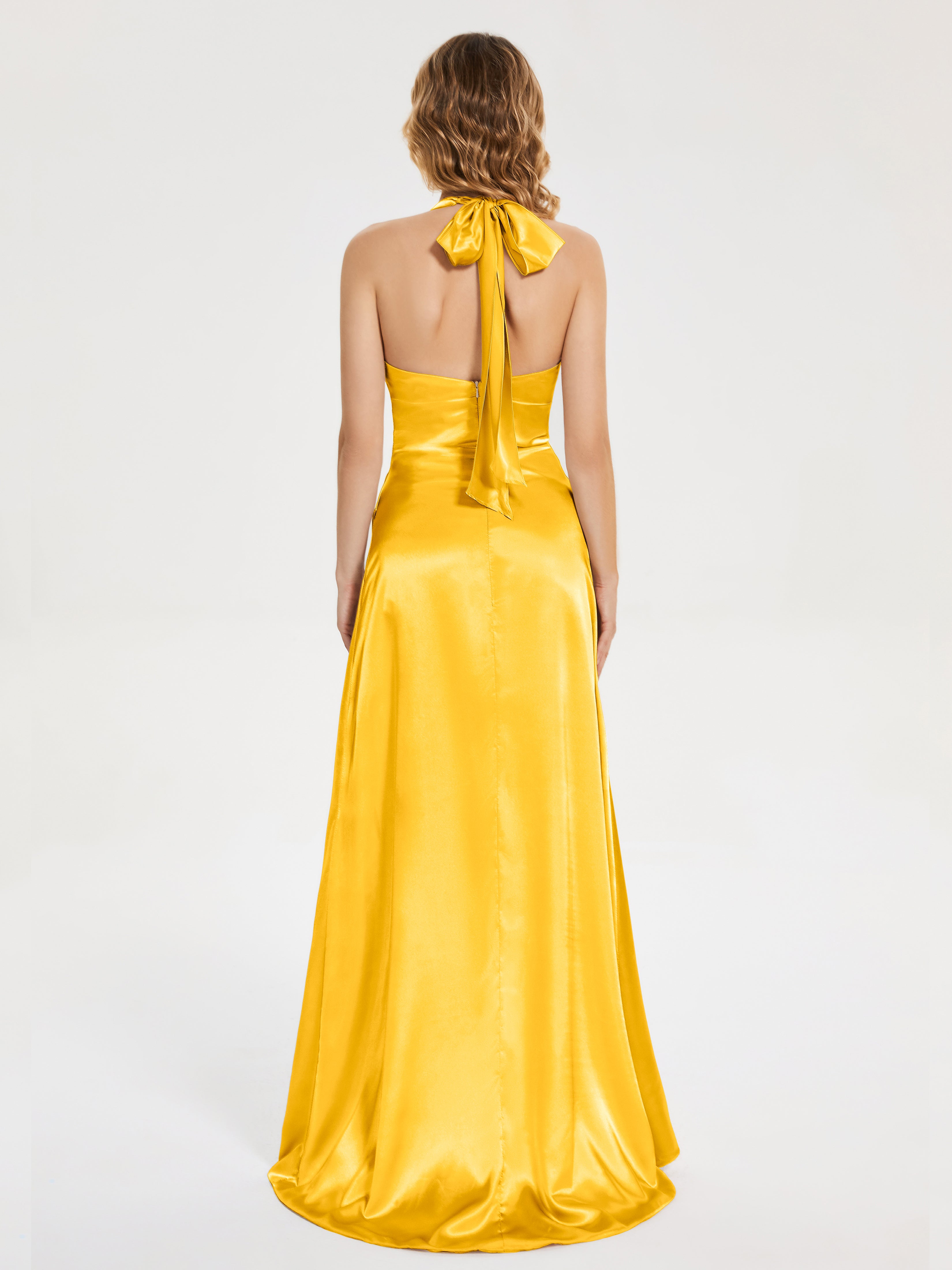 Mariana Halter Backless Soft Satin Bridesmaid Dress