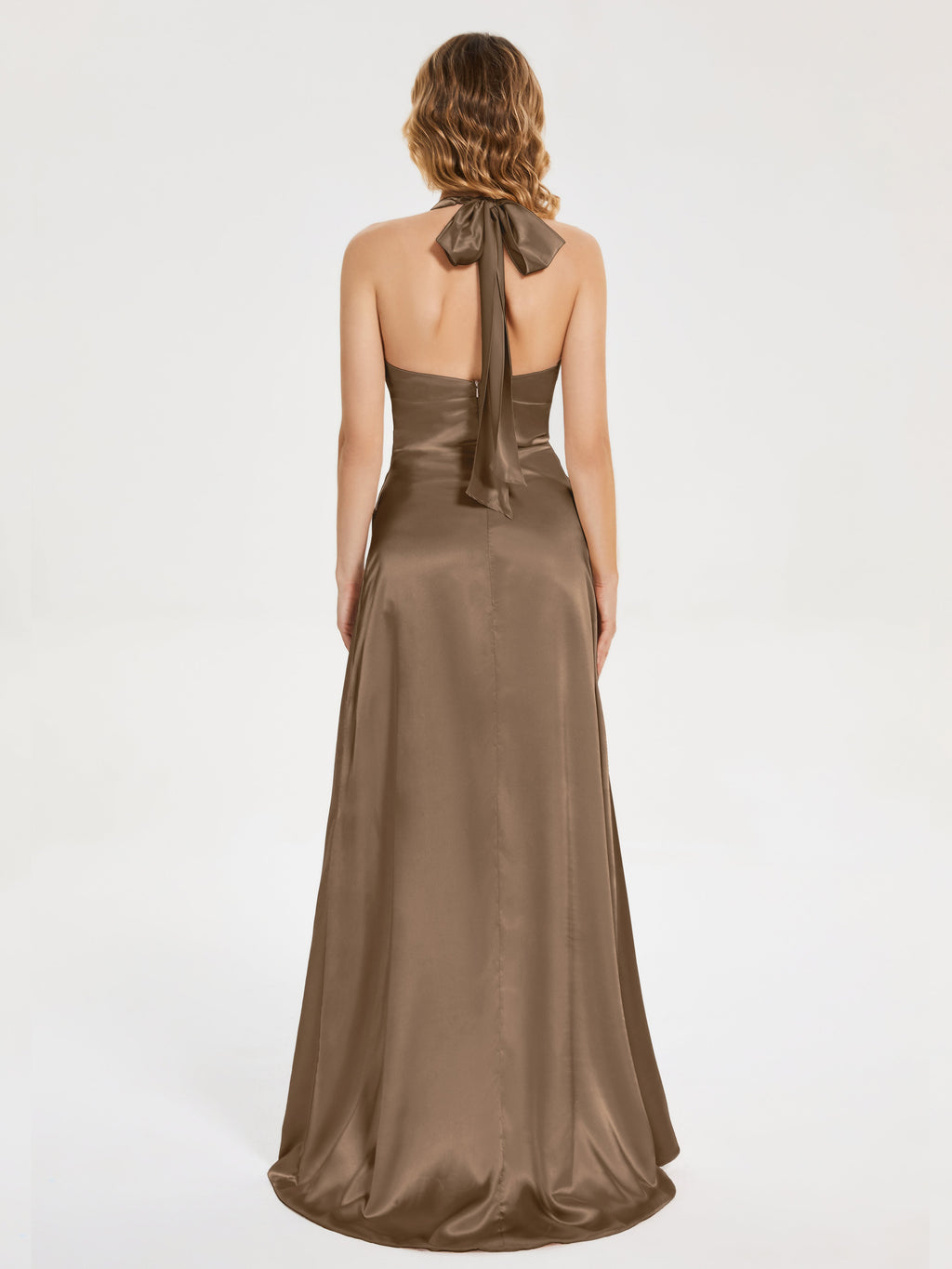 Mariana Halter Backless Soft Satin Bridesmaid Dress