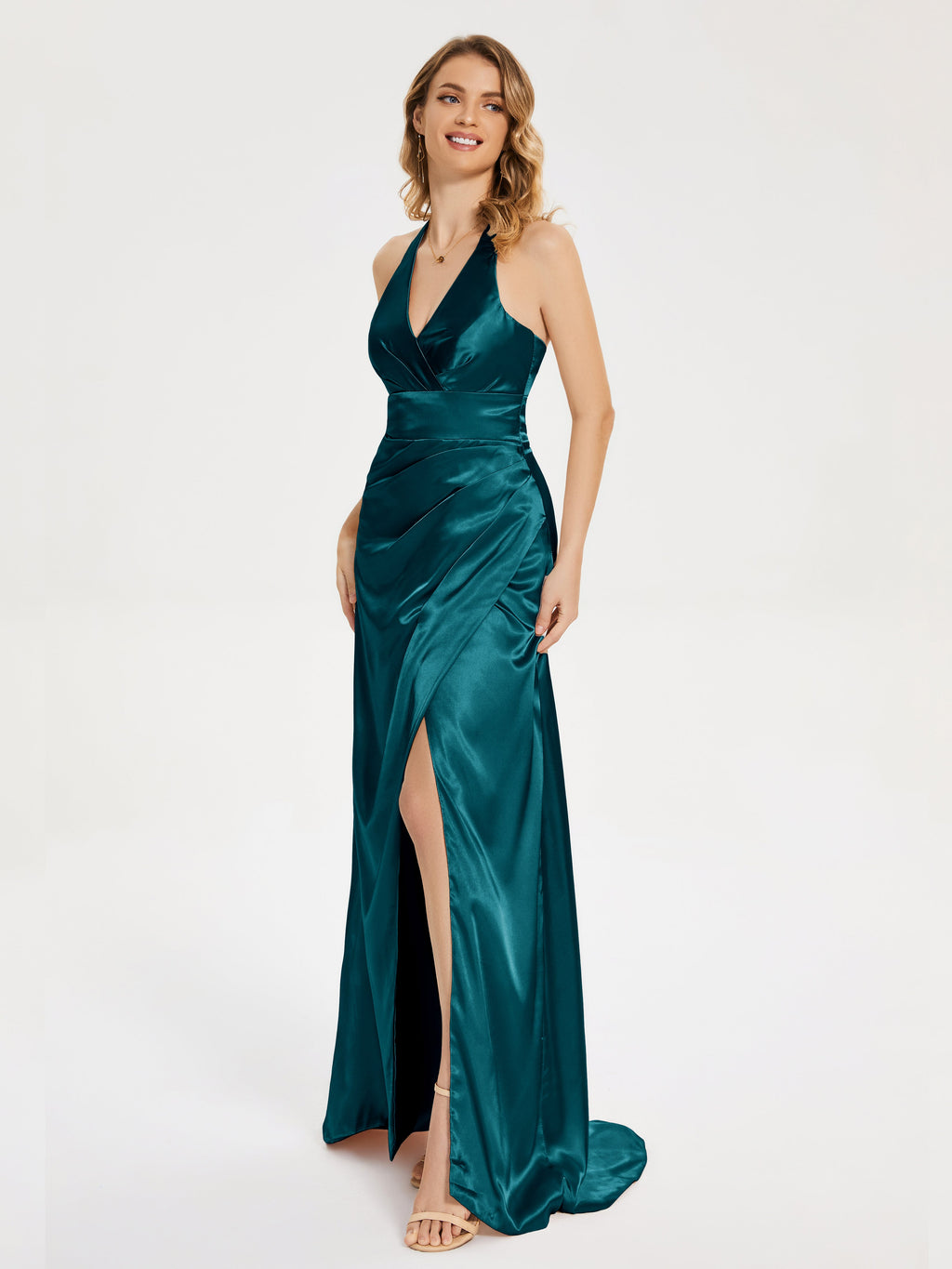 Mariana Halter Backless Soft Satin Bridesmaid Dress