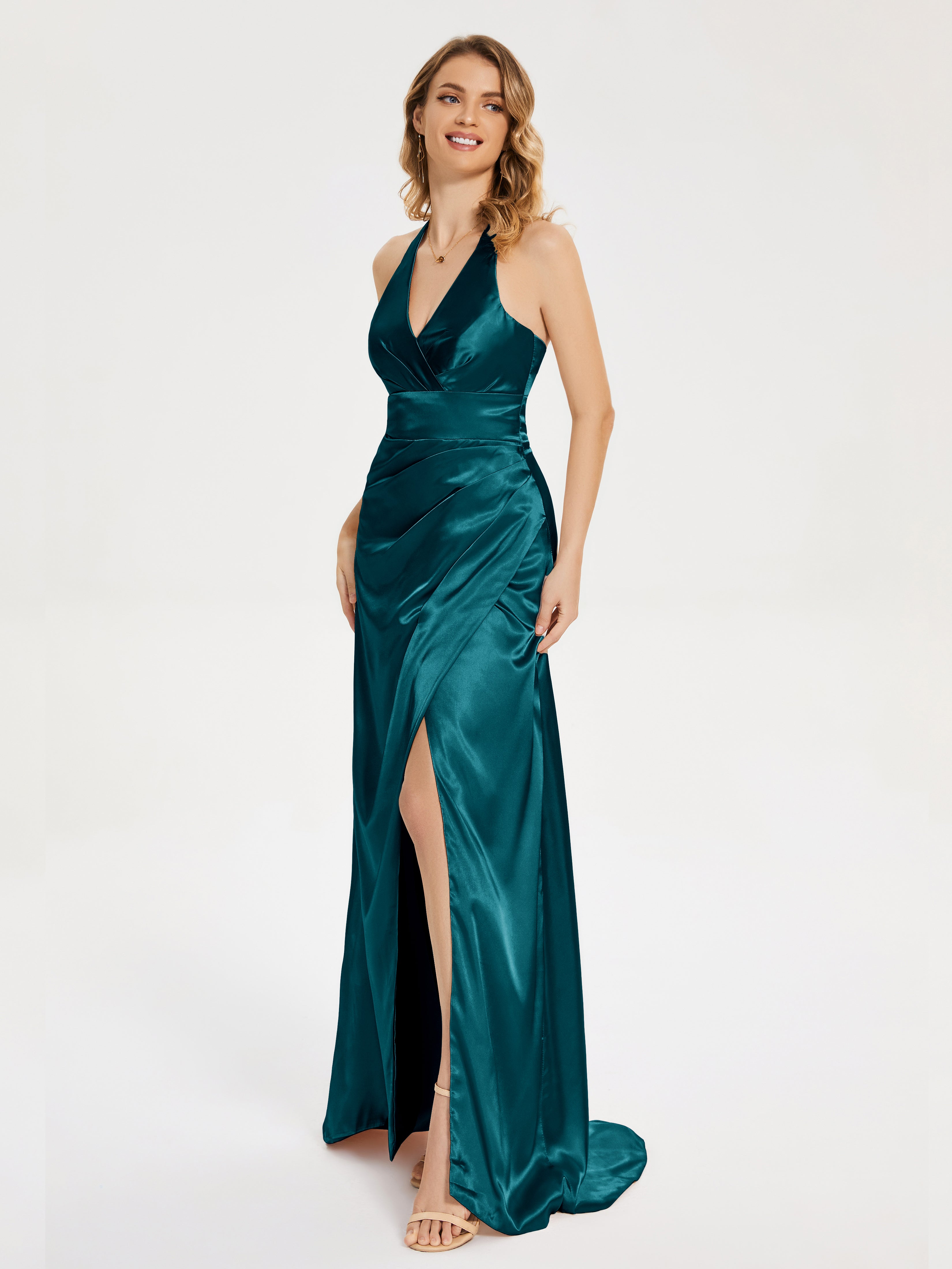 Mariana Halter Backless Soft Satin Bridesmaid Dress
