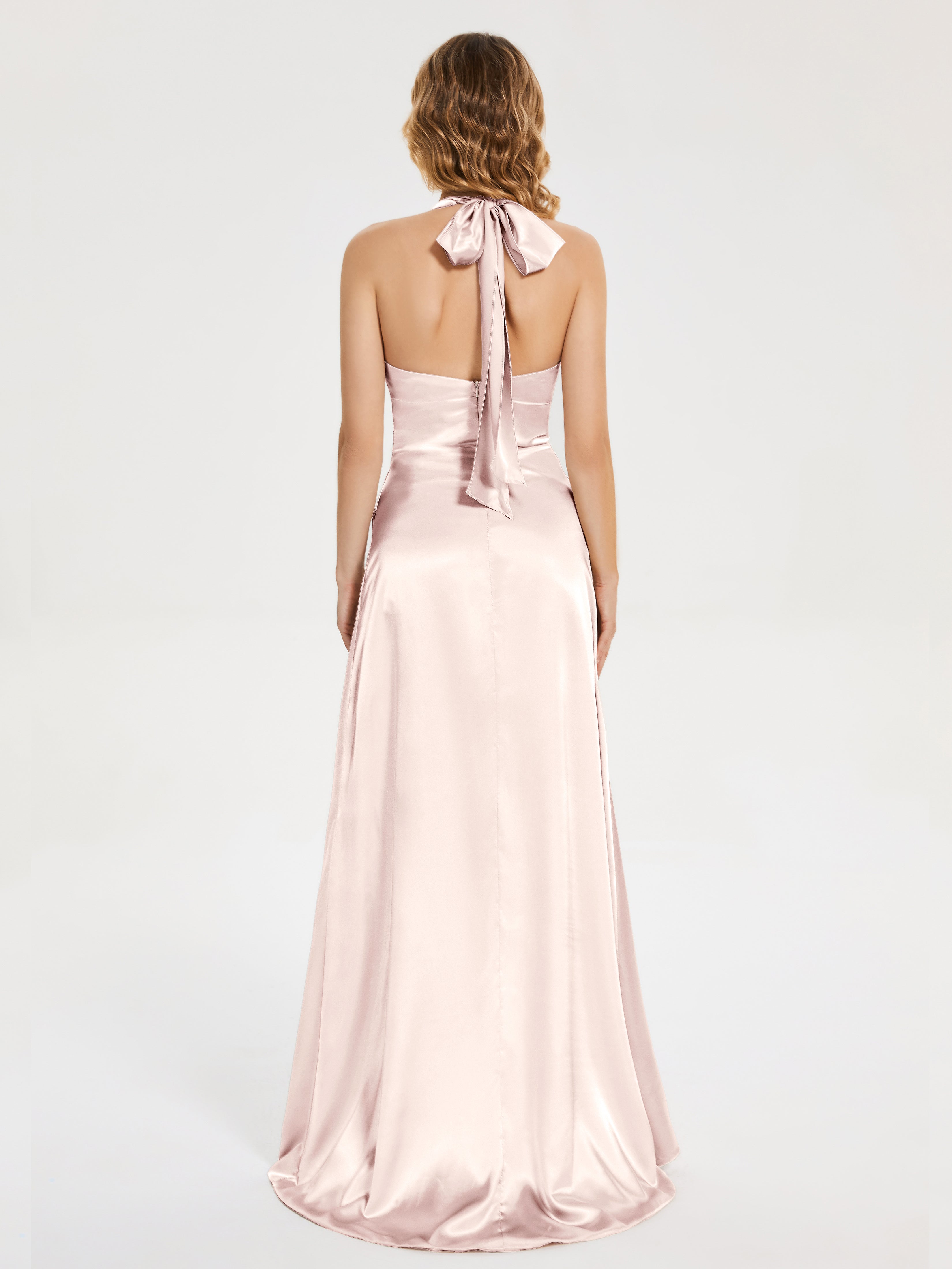 Mariana Halter Backless Soft Satin Bridesmaid Dress