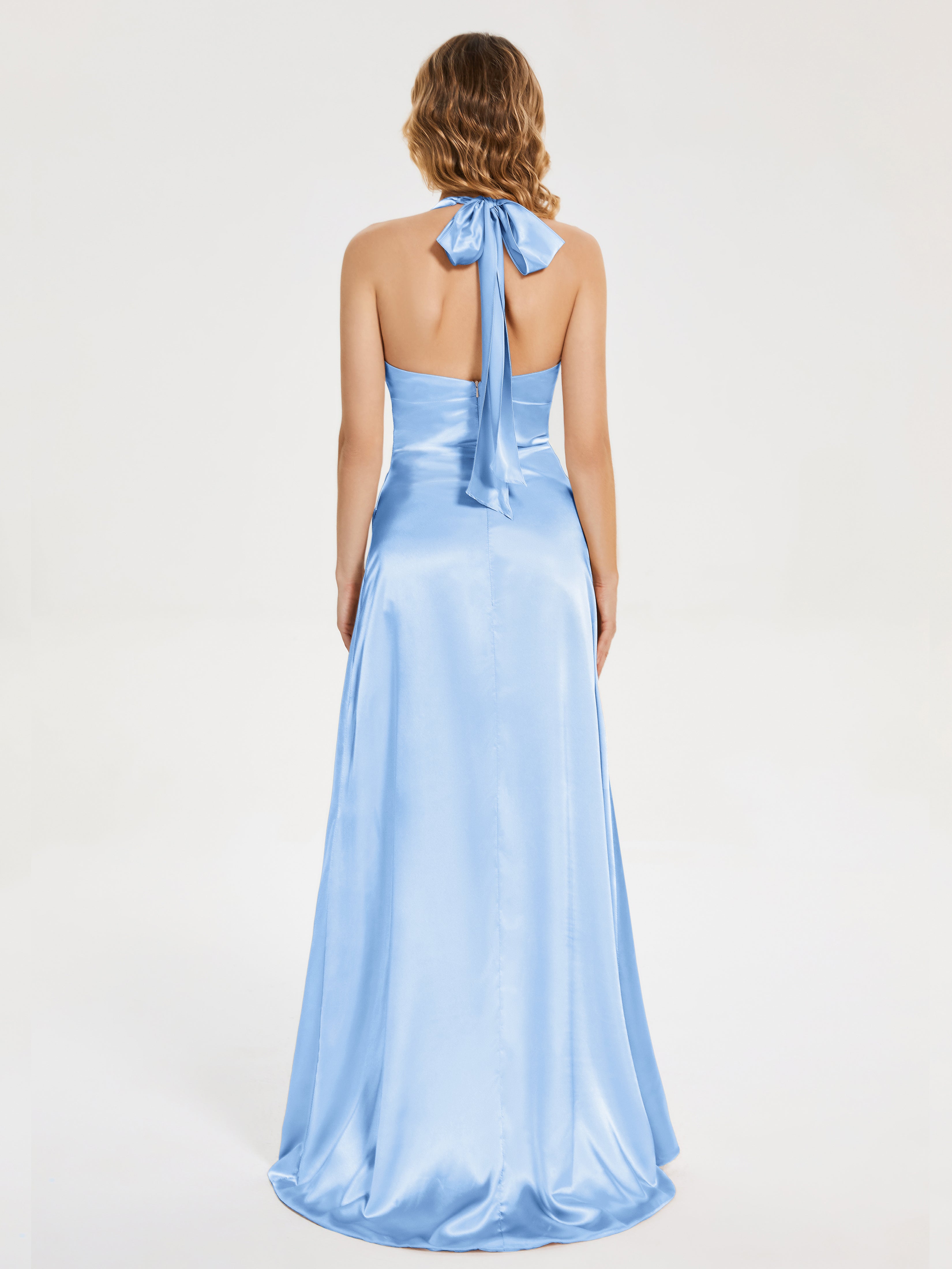 Mariana Halter Backless Soft Satin Bridesmaid Dress