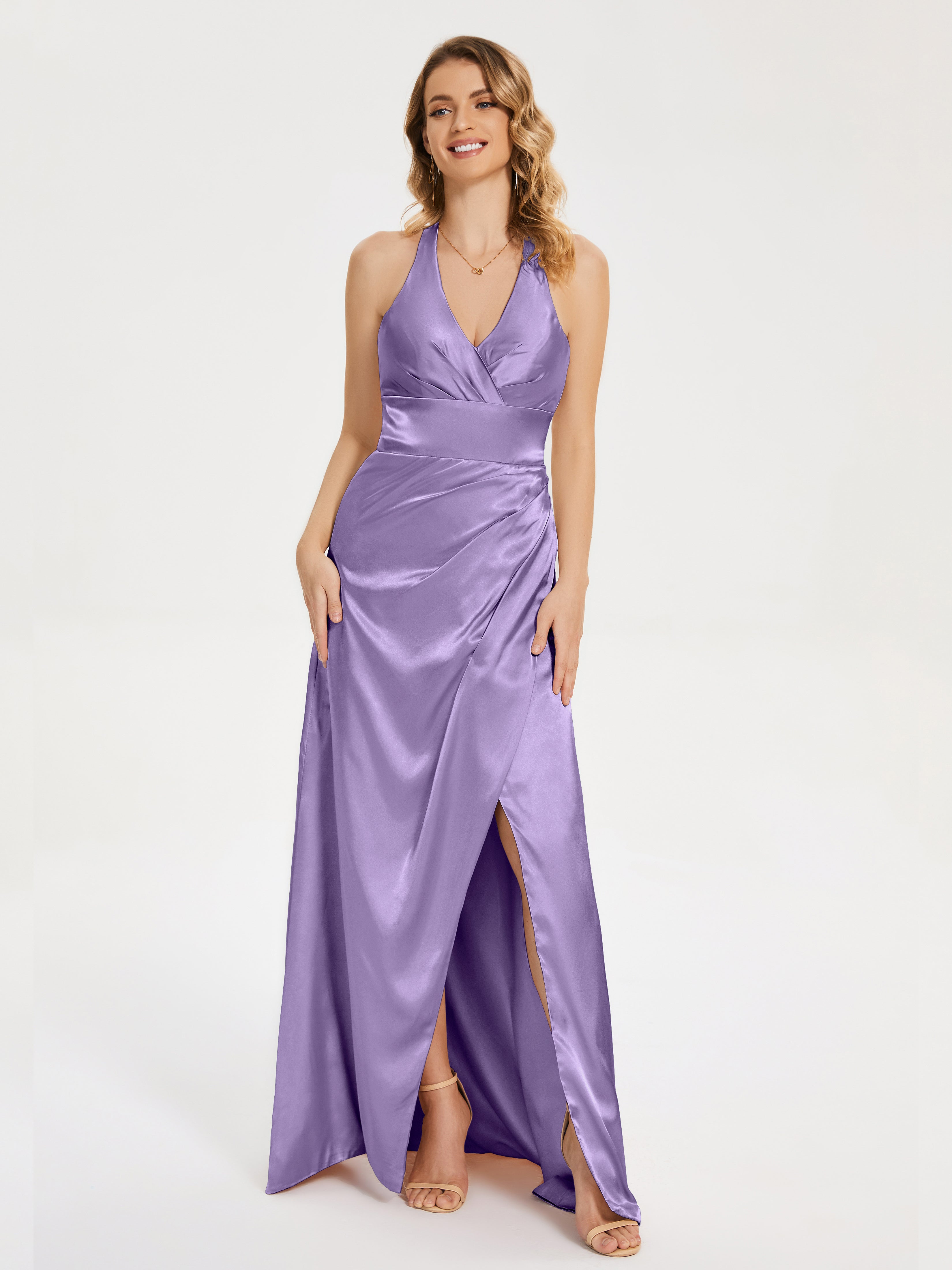 Mariana Halter Backless Soft Satin Bridesmaid Dress