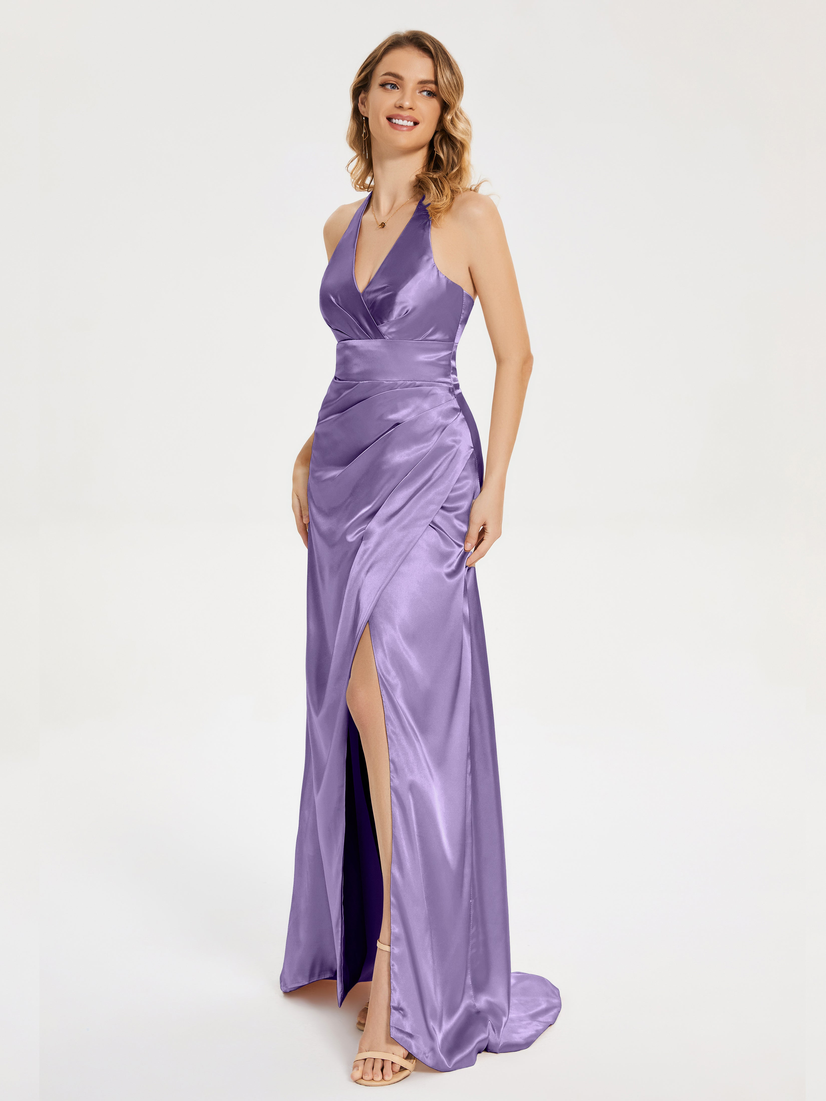 Mariana Halter Backless Soft Satin Bridesmaid Dress