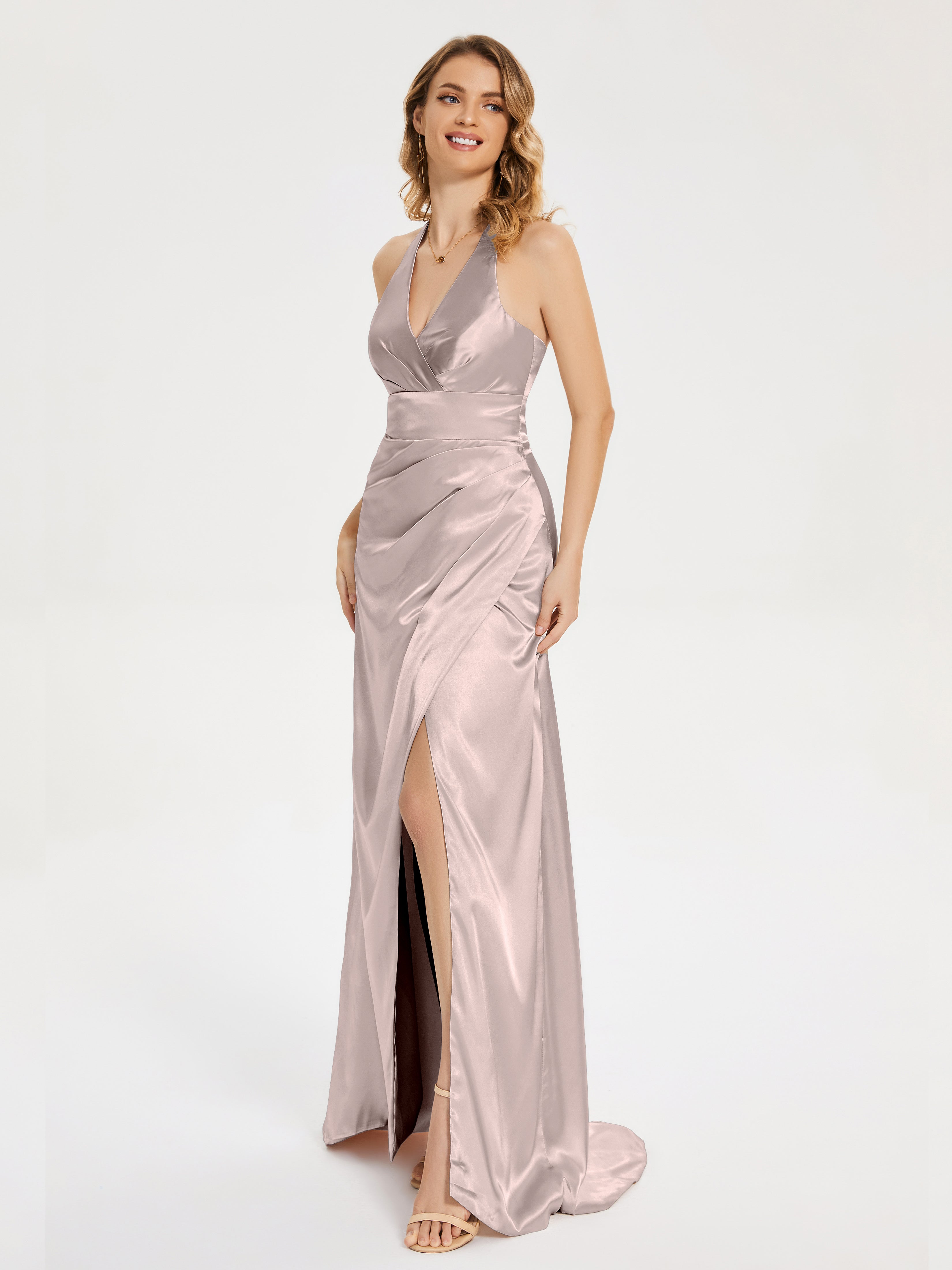 Mariana Halter Backless Soft Satin Bridesmaid Dress