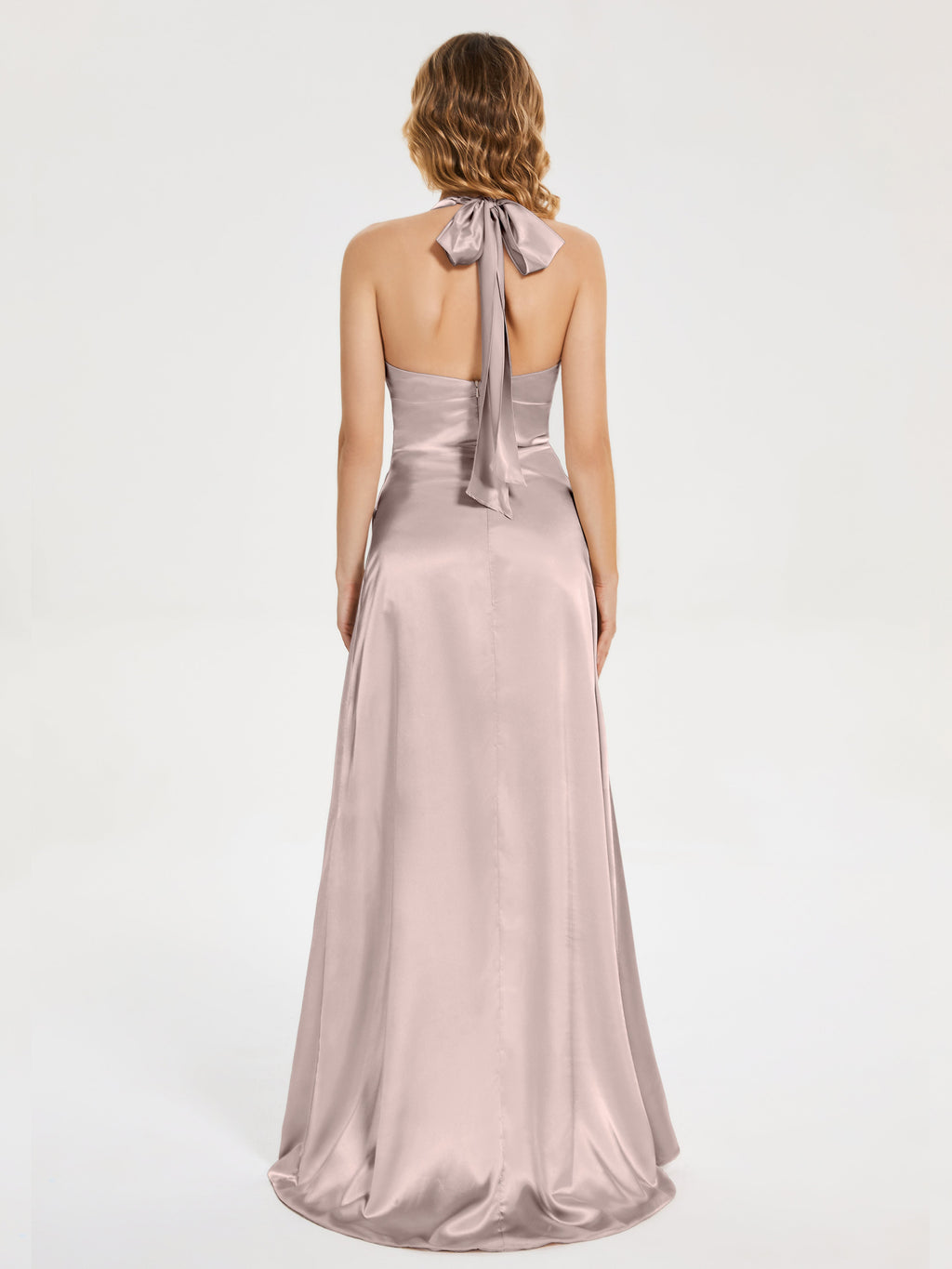 Mariana Halter Backless Soft Satin Bridesmaid Dress