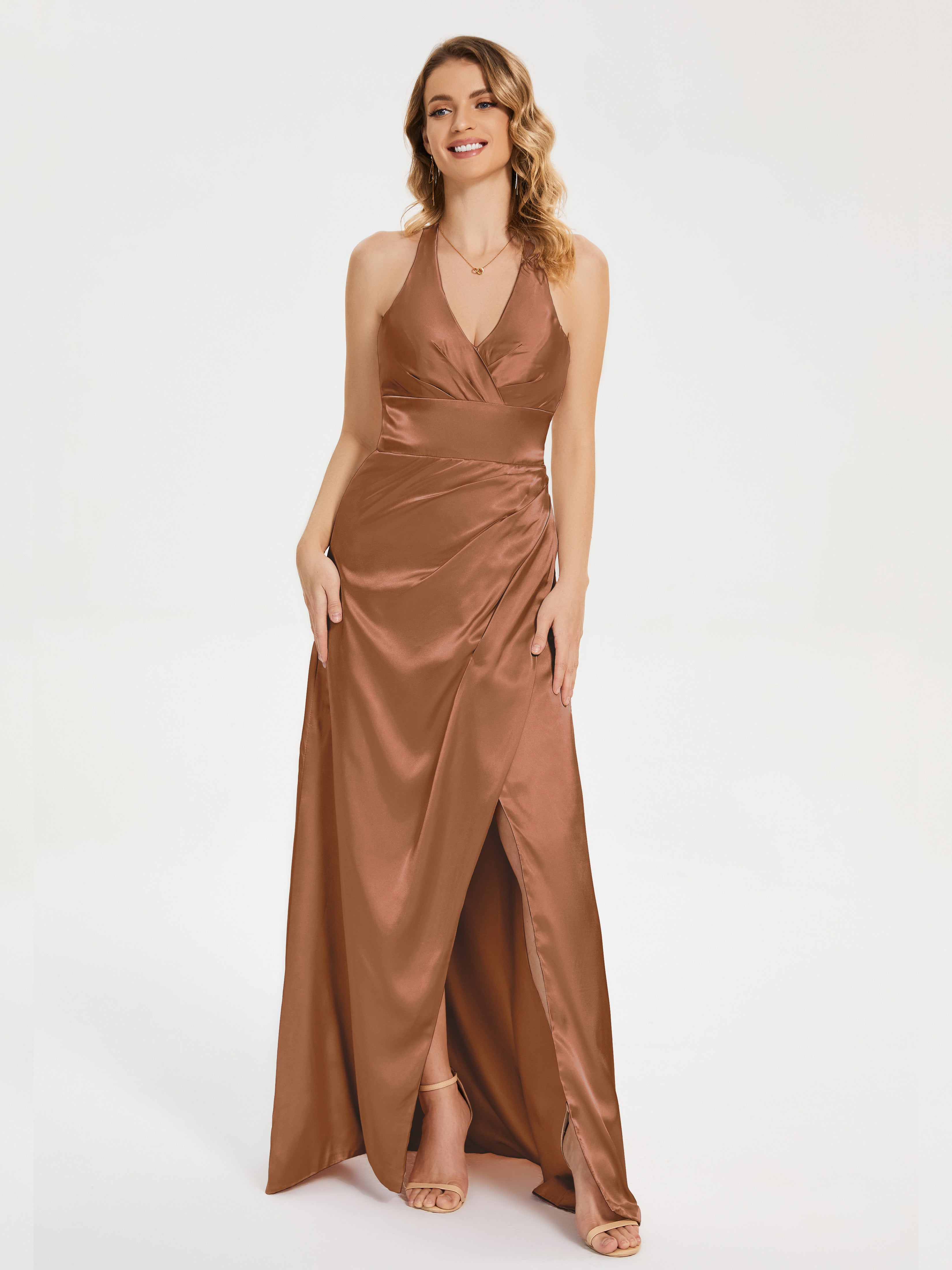 Mariana Halter Backless Soft Satin Bridesmaid Dress