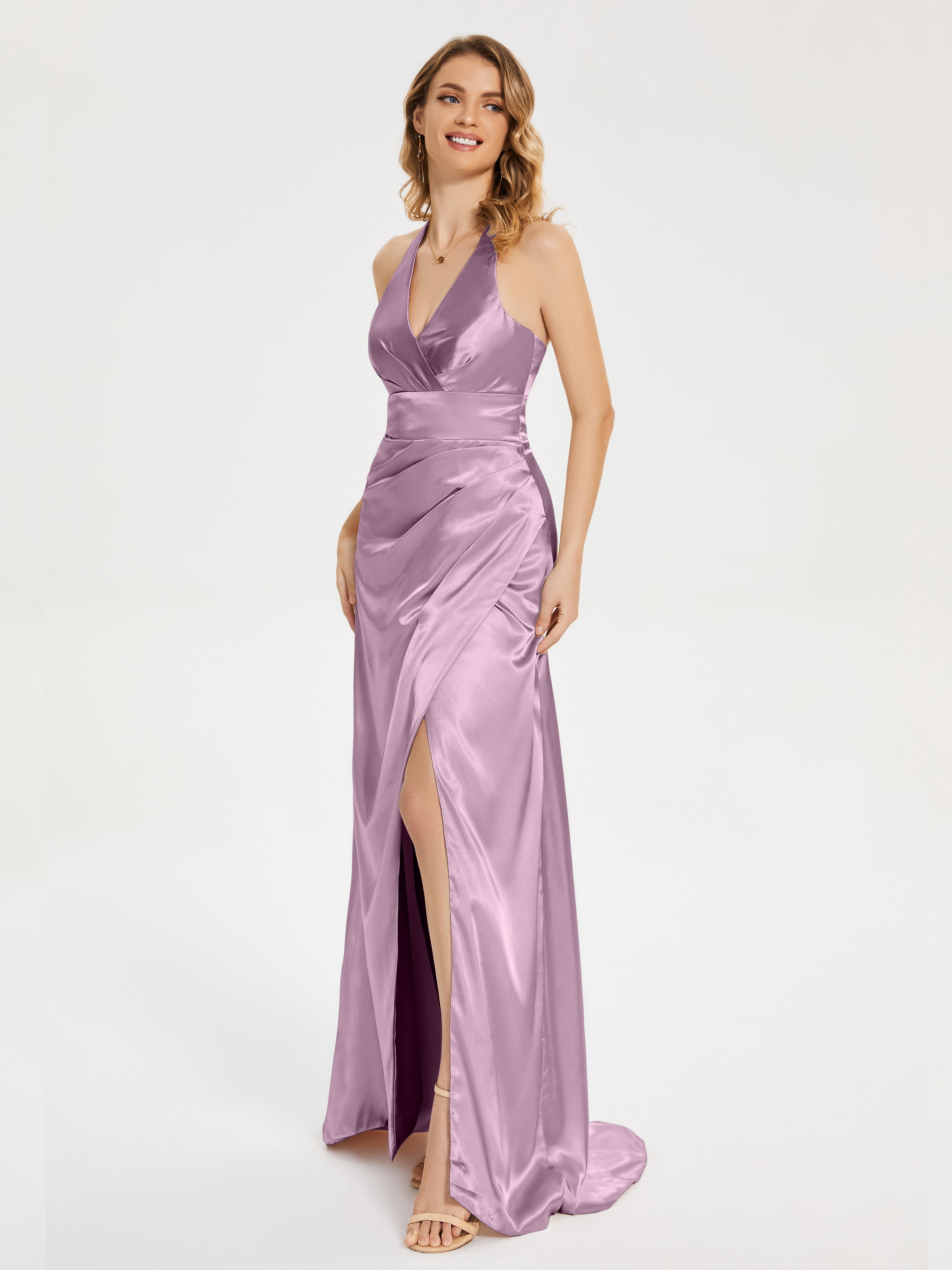 Mariana Halter Backless Soft Satin Bridesmaid Dress