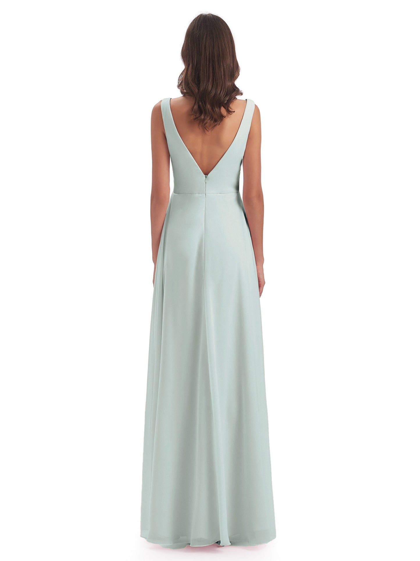 Jurnee Floor Length V-neck Ruched Chiffon Bridesmaid Dresses