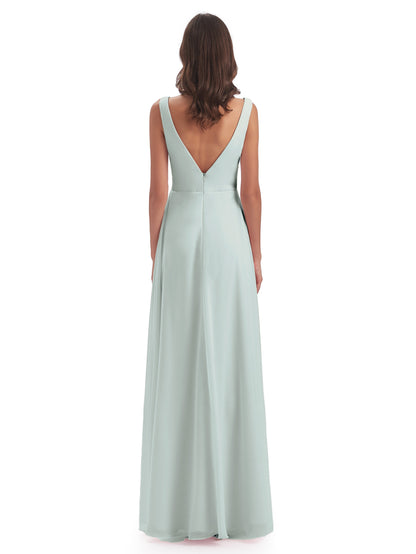 Jurnee Floor Length V-neck Ruched Chiffon Bridesmaid Dresses