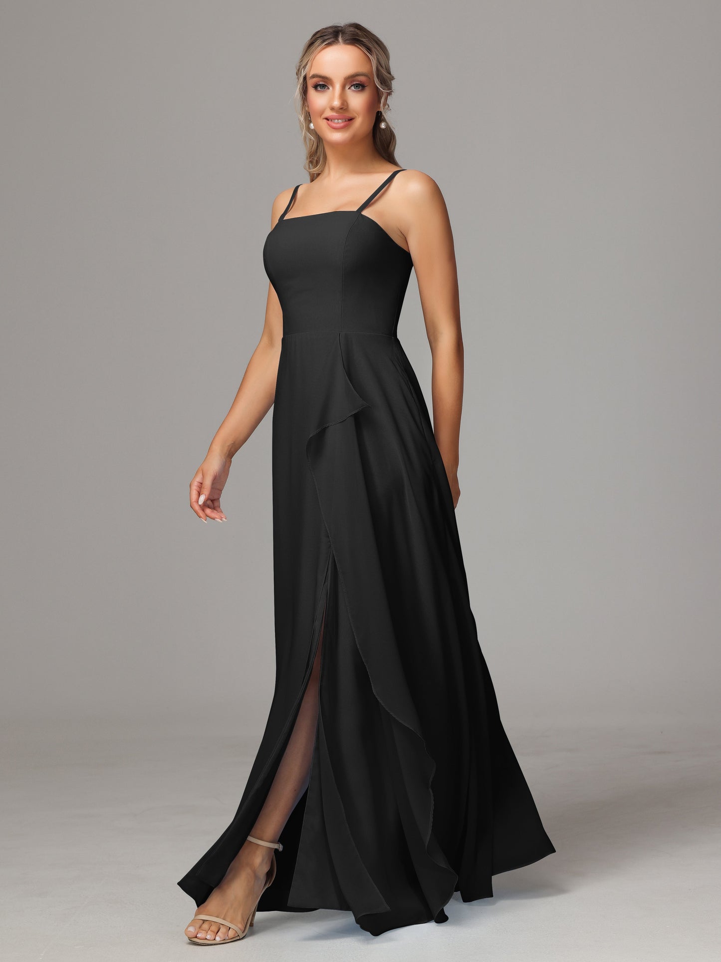 Spaghetti Straps Chiffon Bridesmaid Dress With Pockets