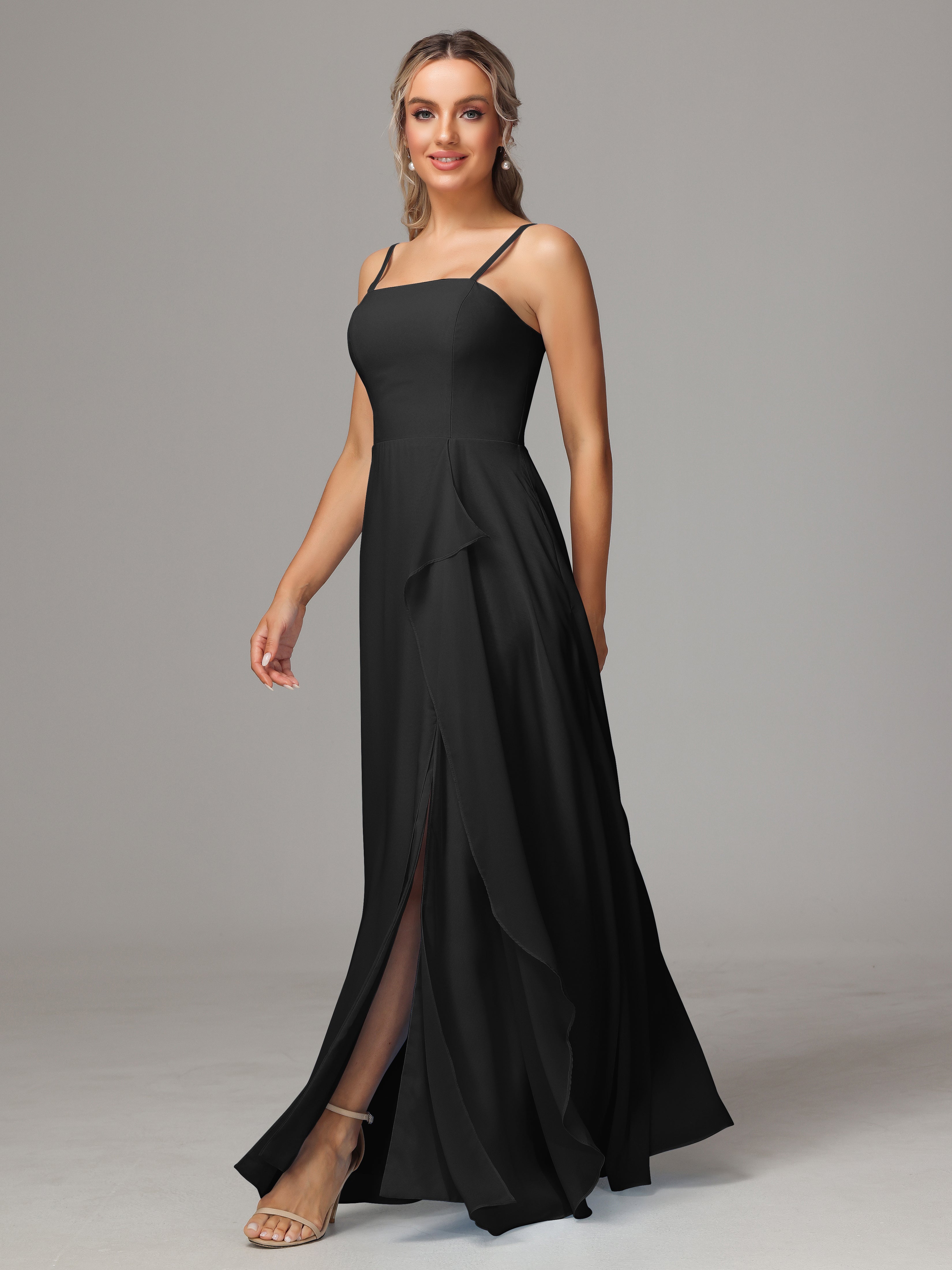 Spaghetti Straps Chiffon Bridesmaid Dress With Pockets
