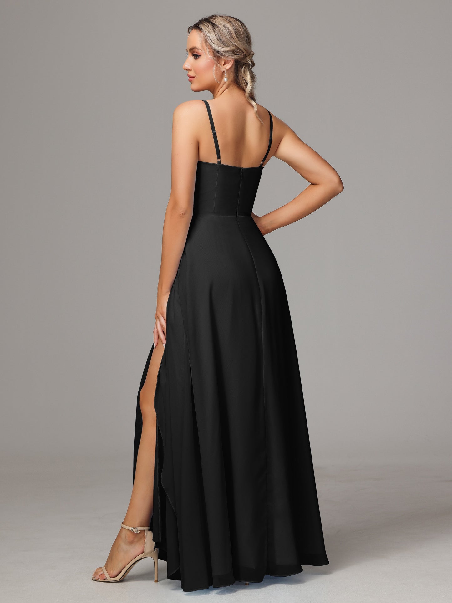 Spaghetti Straps Chiffon Bridesmaid Dress With Pockets