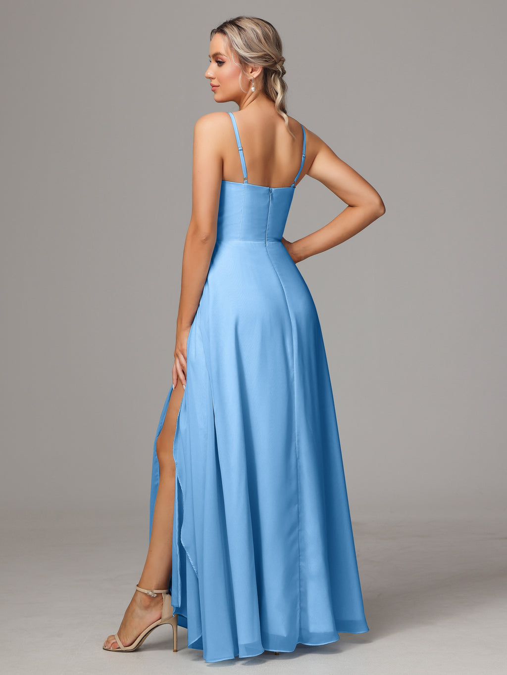Spaghetti Straps Chiffon Bridesmaid Dress With Pockets
