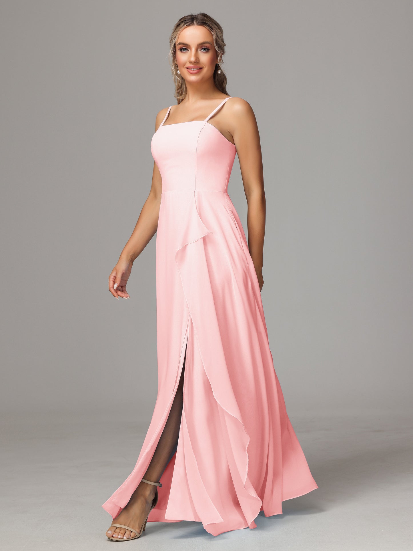 Spaghetti Straps Chiffon Bridesmaid Dress With Pockets