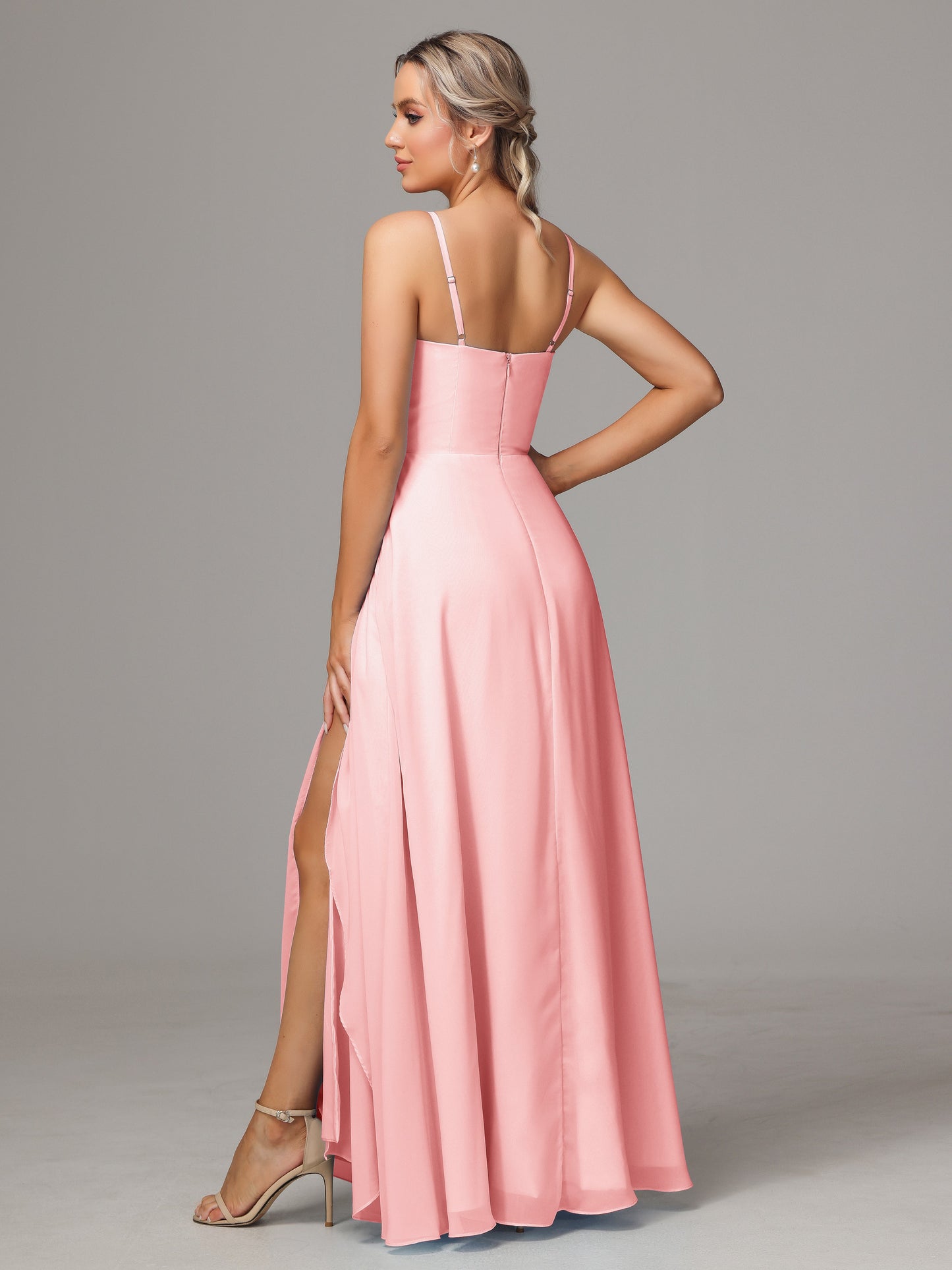 Spaghetti Straps Chiffon Bridesmaid Dress With Pockets