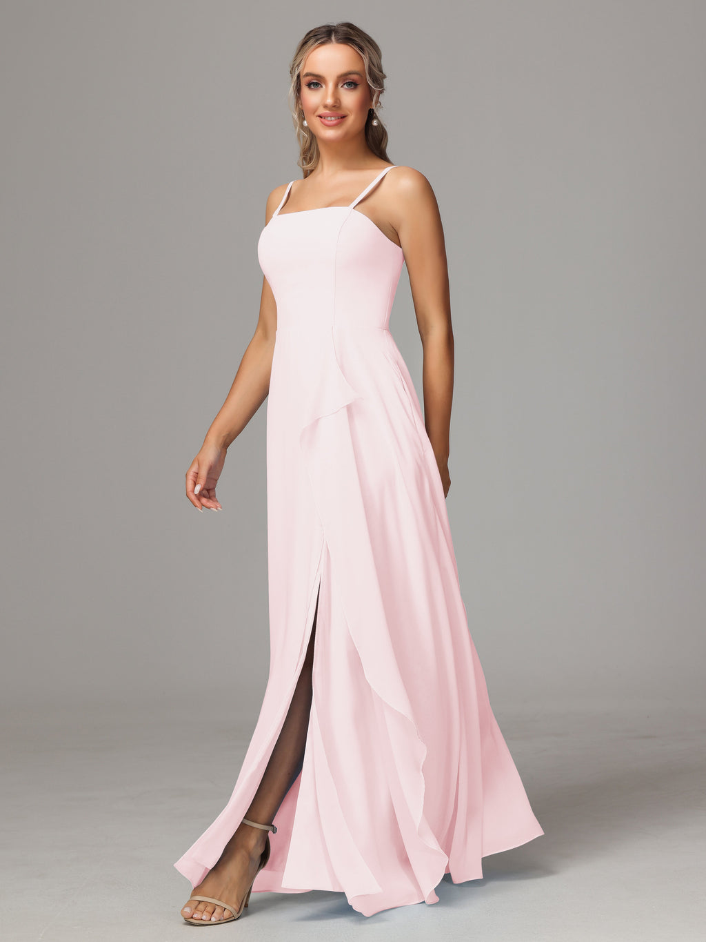 Spaghetti Straps Chiffon Bridesmaid Dress With Pockets