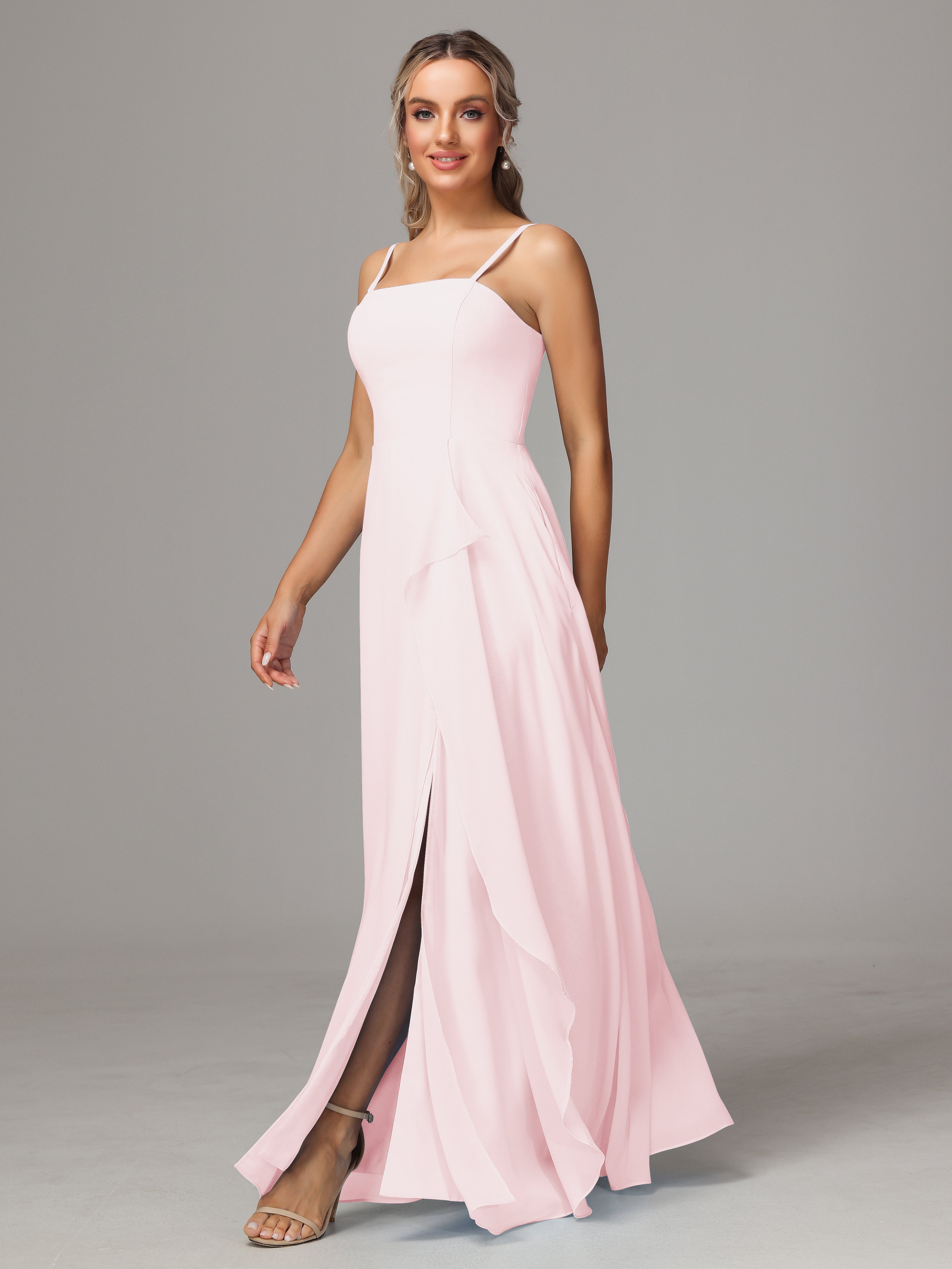 Spaghetti Straps Chiffon Bridesmaid Dress With Pockets