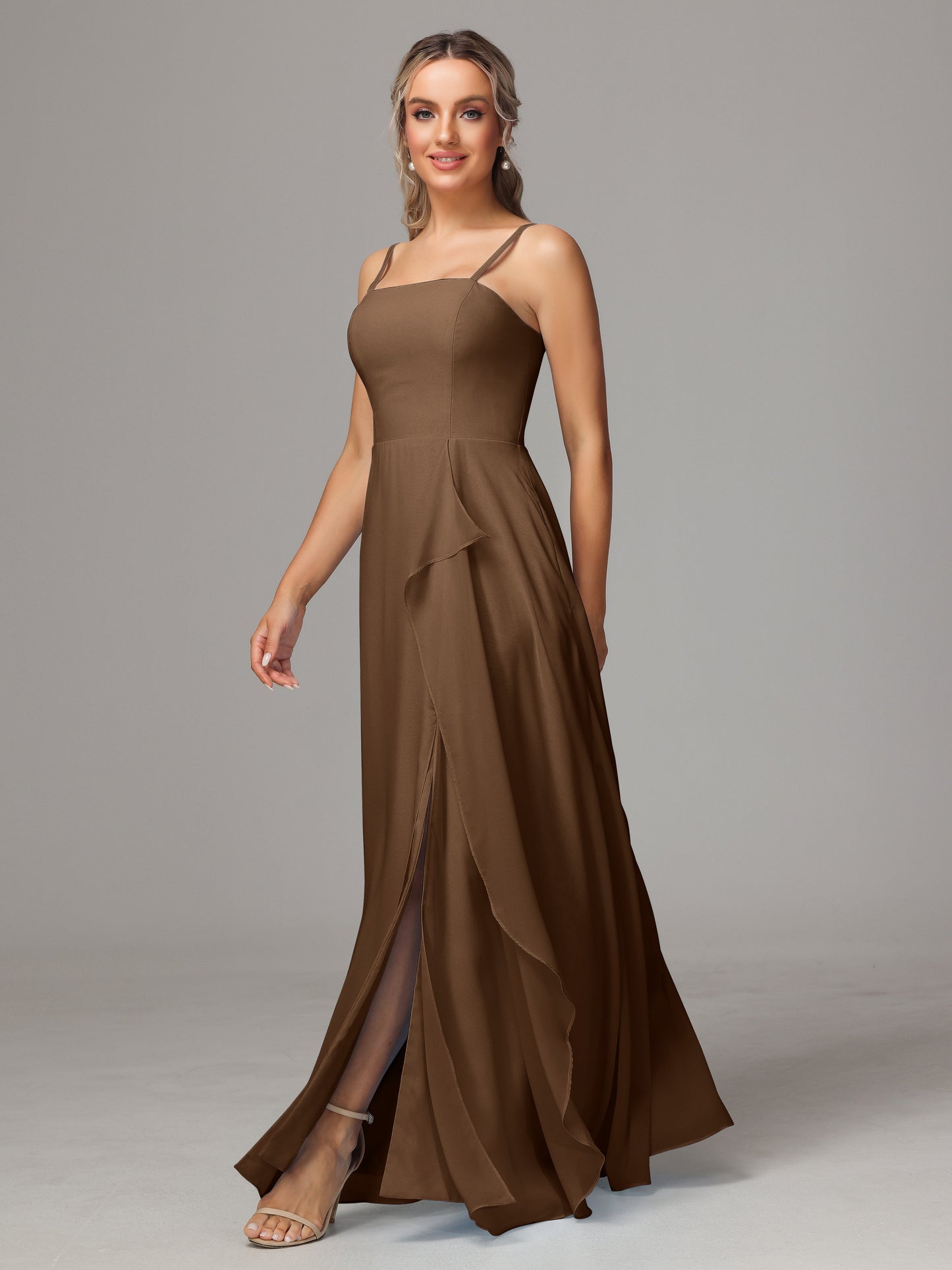 Spaghetti Straps Chiffon Bridesmaid Dress With Pockets