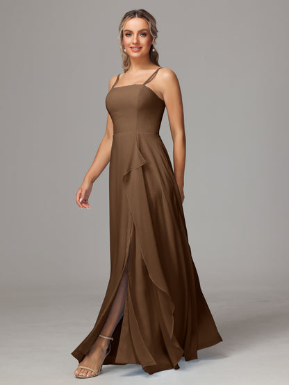 Spaghetti Straps Chiffon Bridesmaid Dress With Pockets