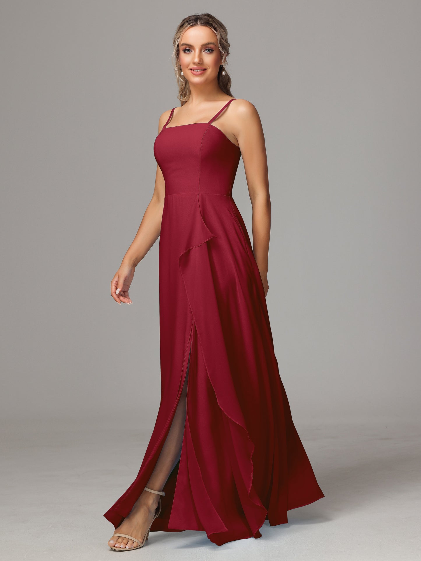 Spaghetti Straps Chiffon Bridesmaid Dress With Pockets