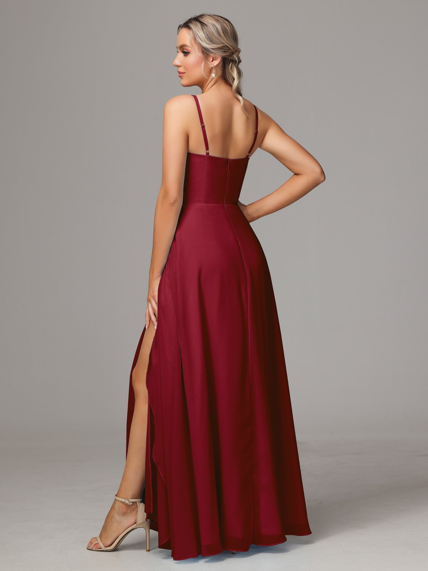 Spaghetti Straps Chiffon Bridesmaid Dress With Pockets