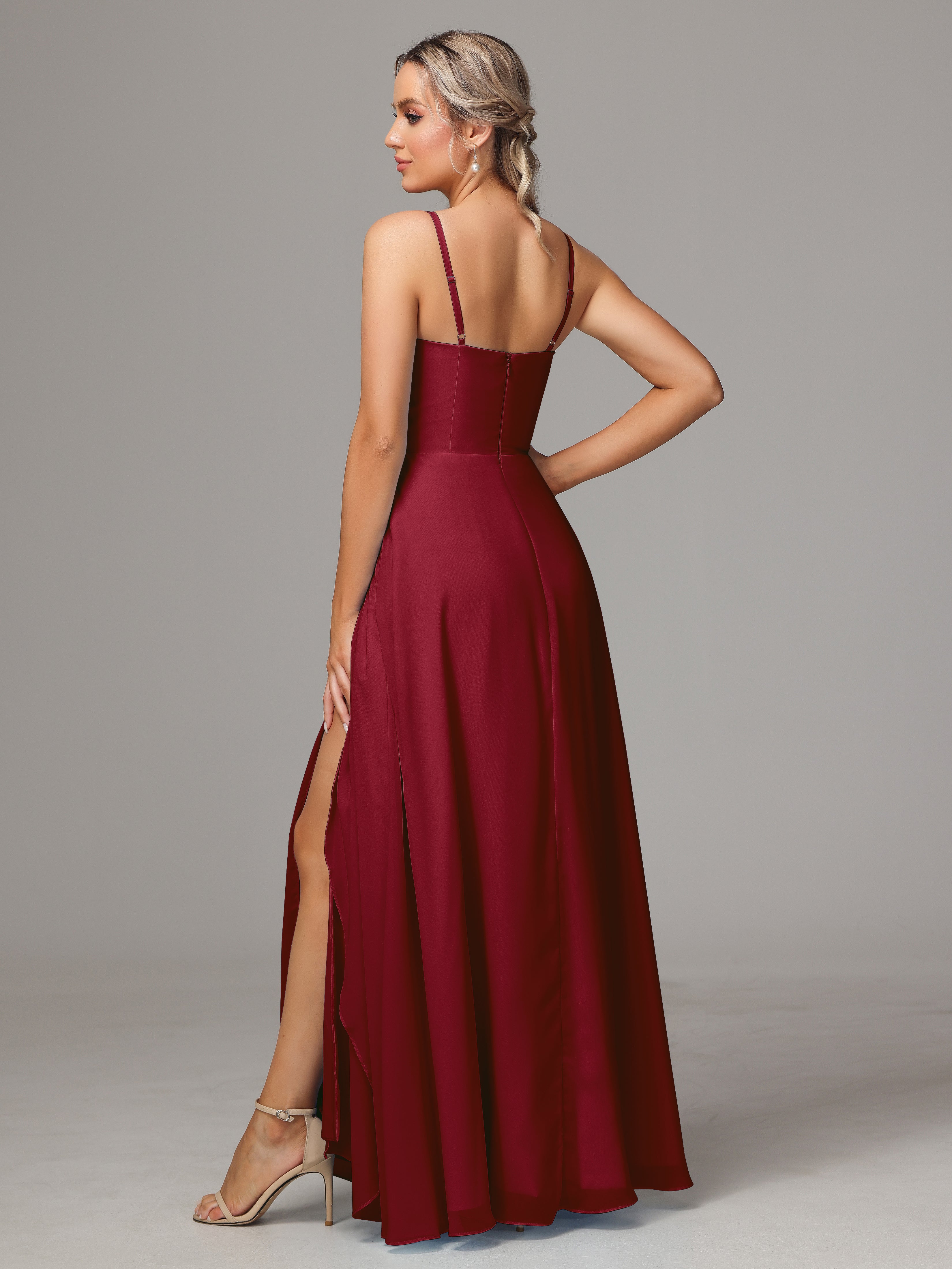 Spaghetti Straps Chiffon Bridesmaid Dress With Pockets