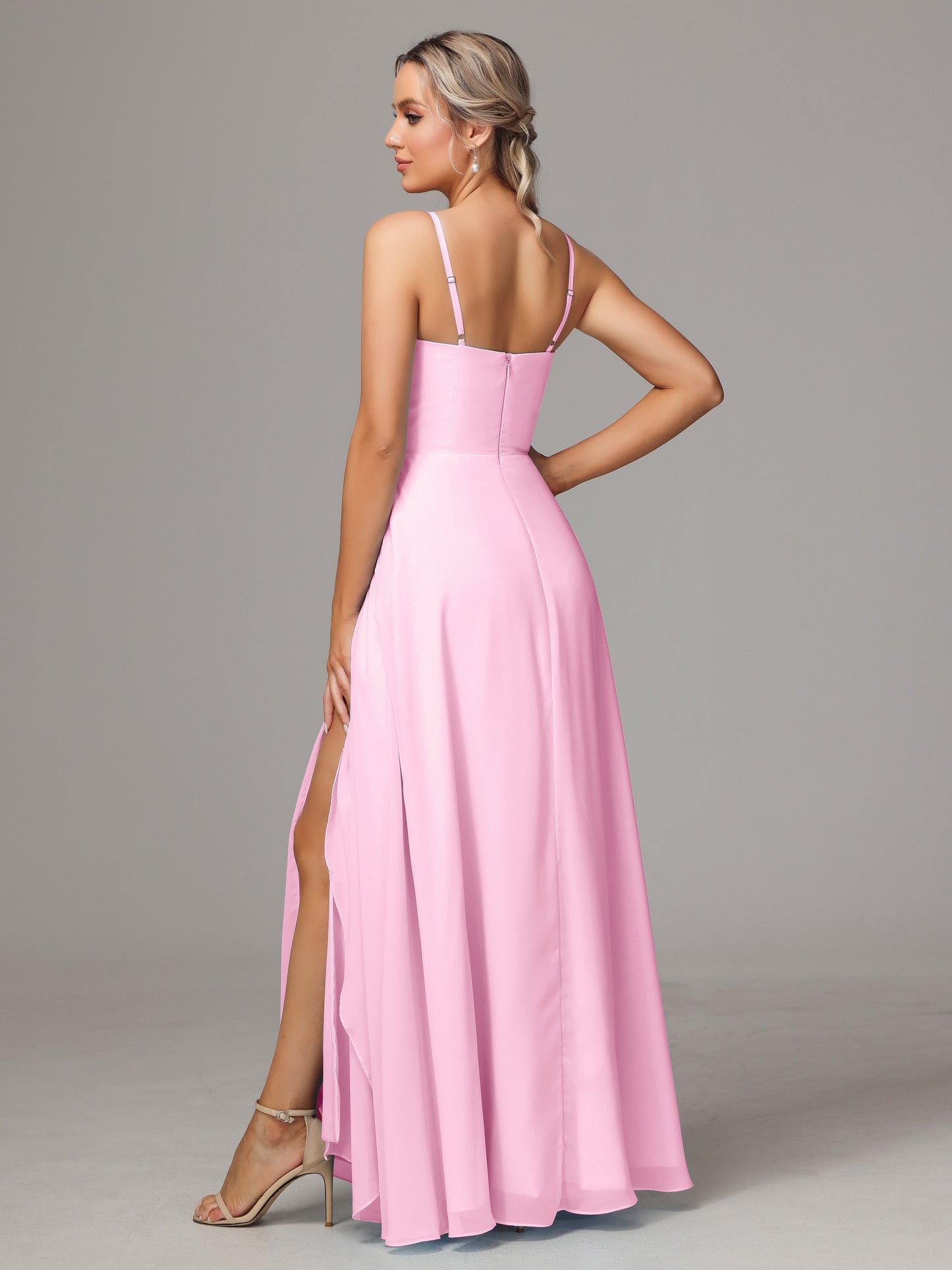 Spaghetti Straps Chiffon Bridesmaid Dress With Pockets