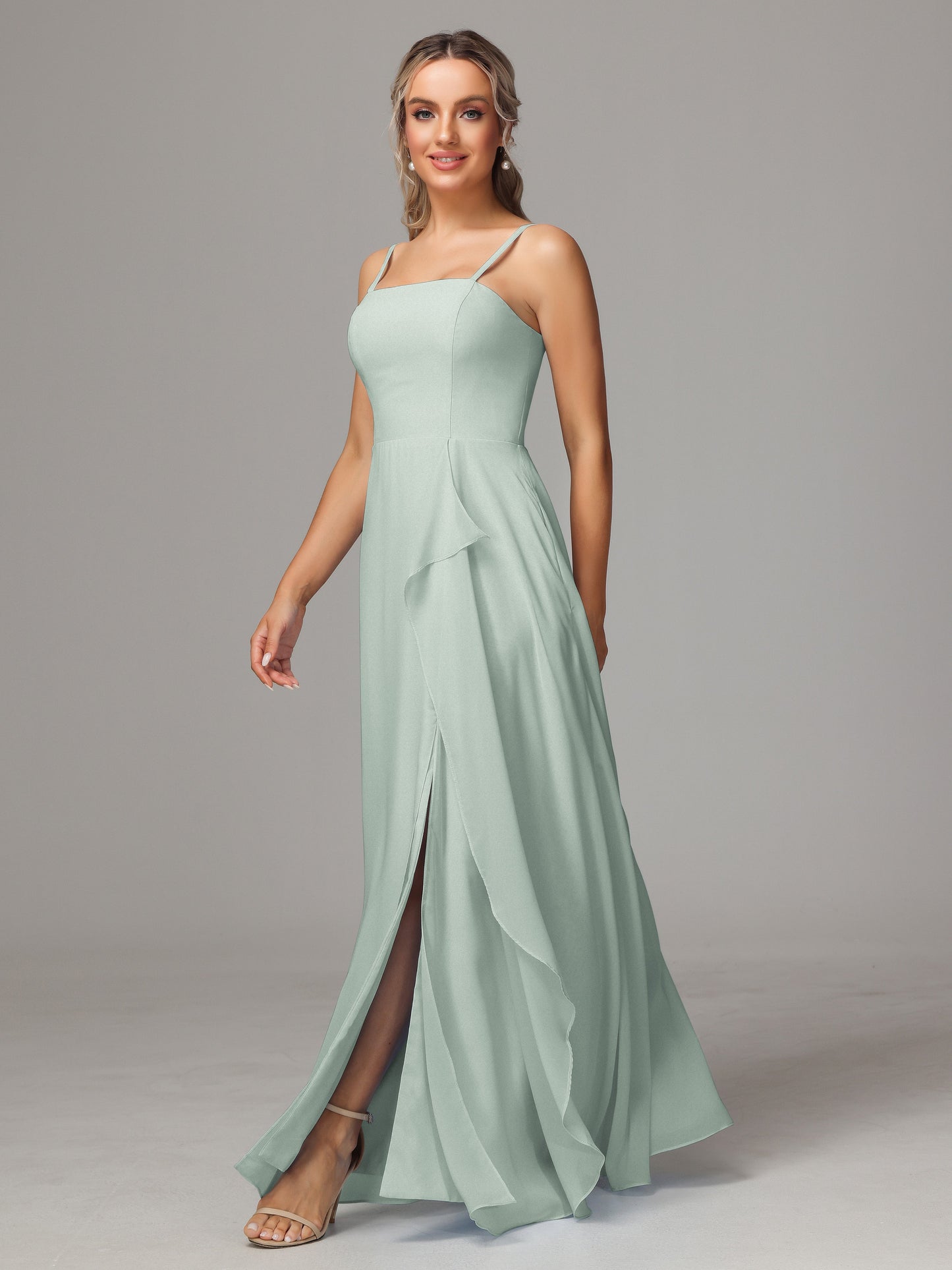 Spaghetti Straps Chiffon Bridesmaid Dress With Pockets